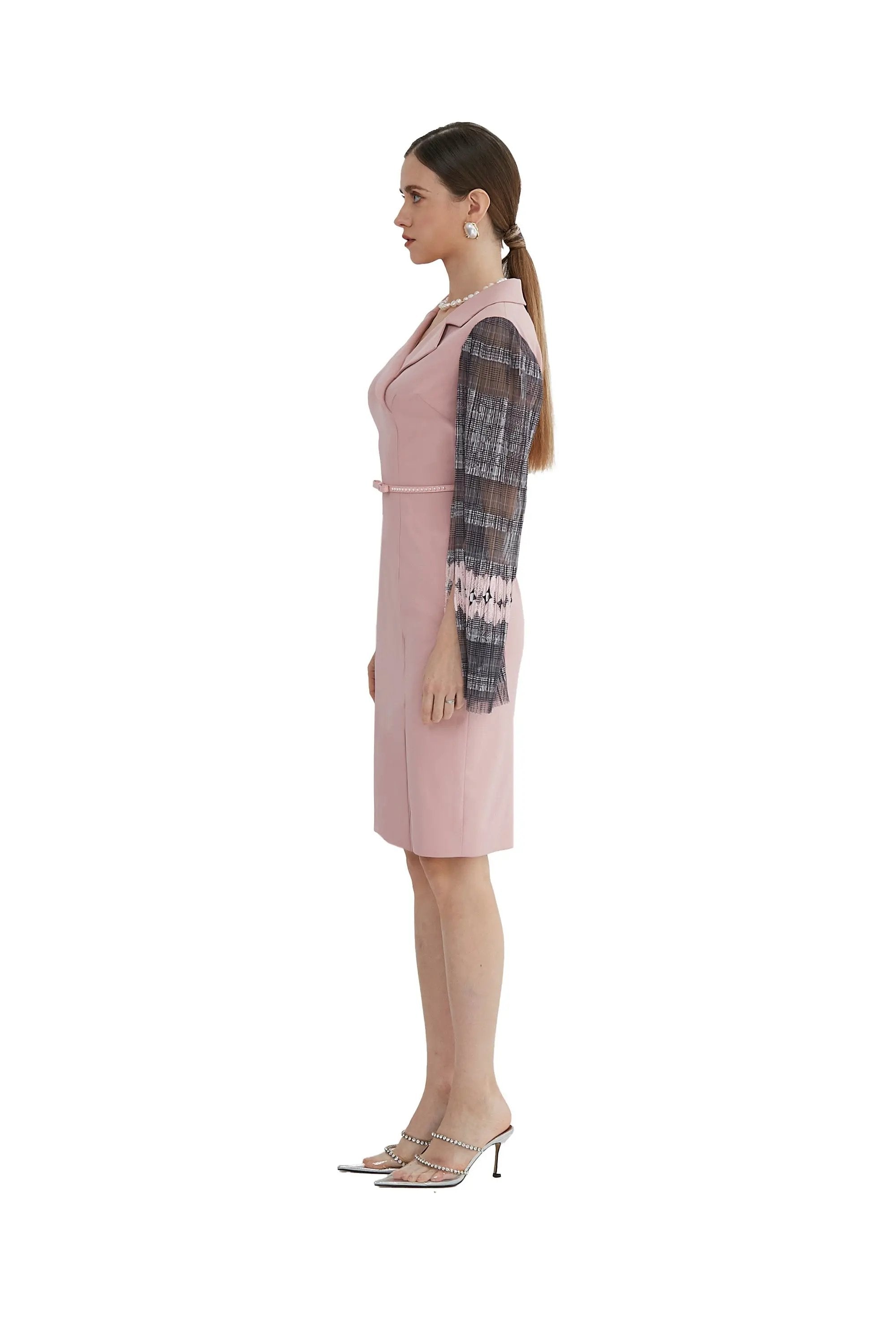 Chic Pink Sheath Dress with Statement Sleeves ULA