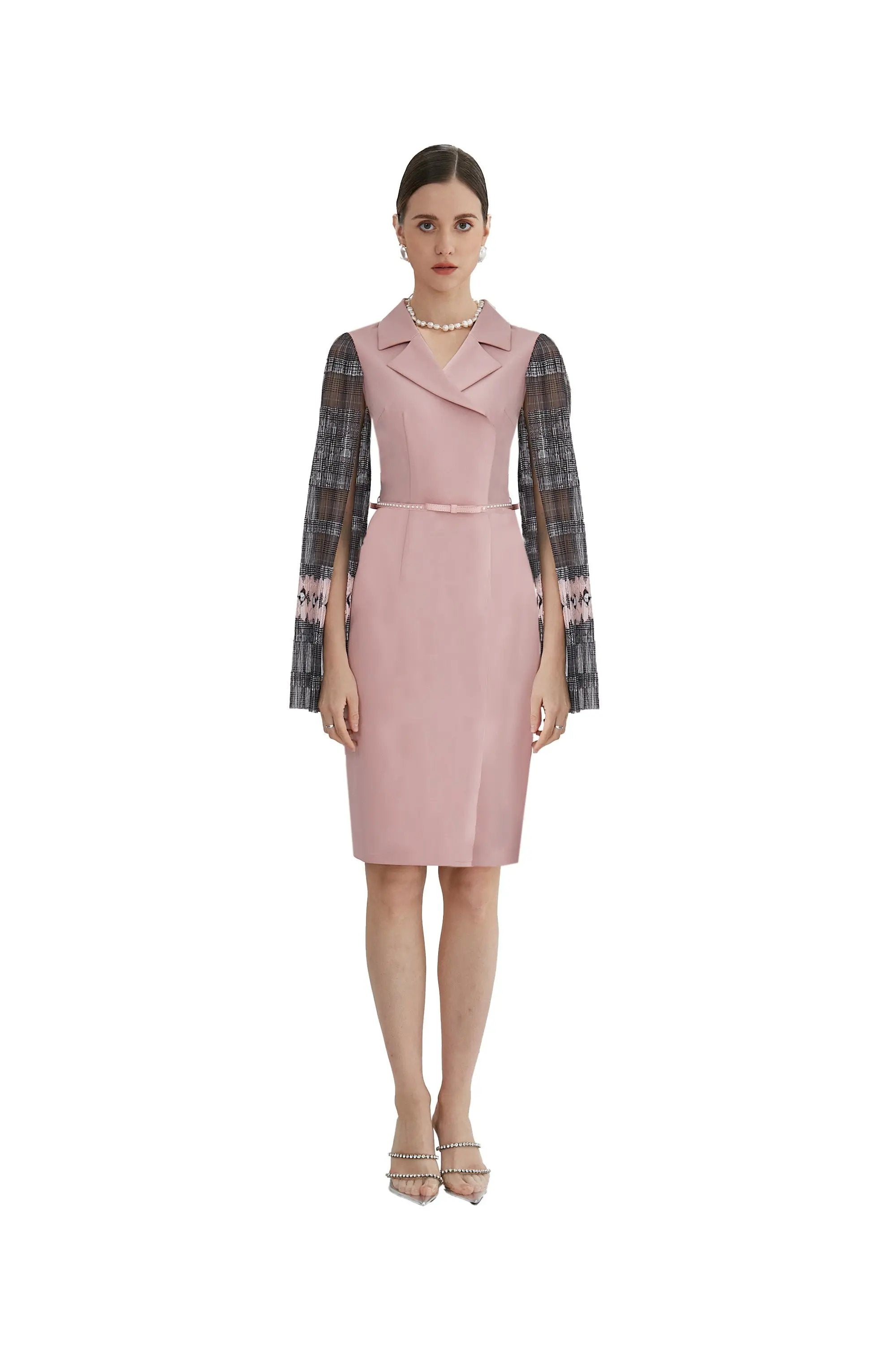 Chic Pink Sheath Dress with Statement Sleeves ULA