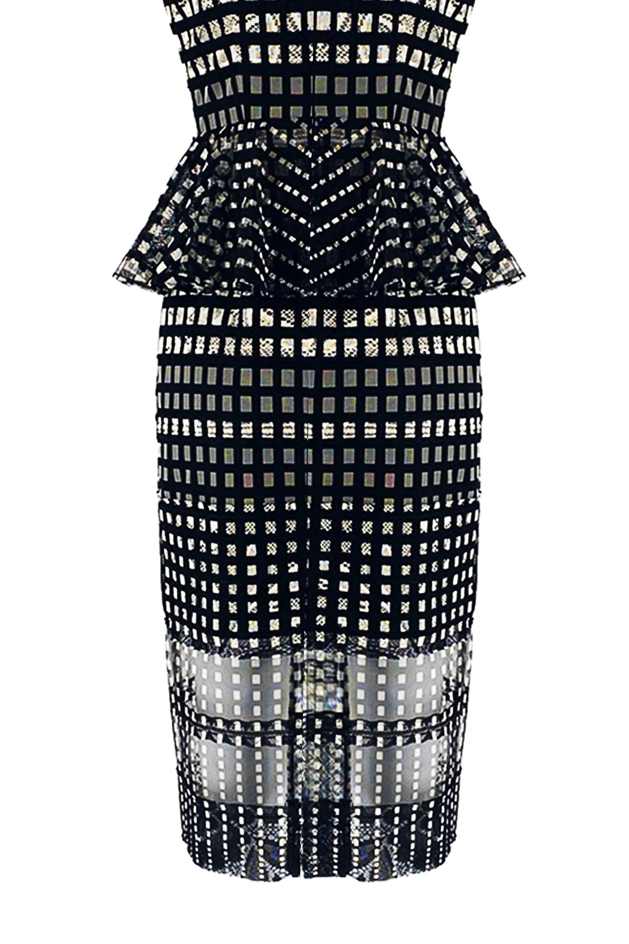 Stylish Black and White Checkered Midi Dress ULA