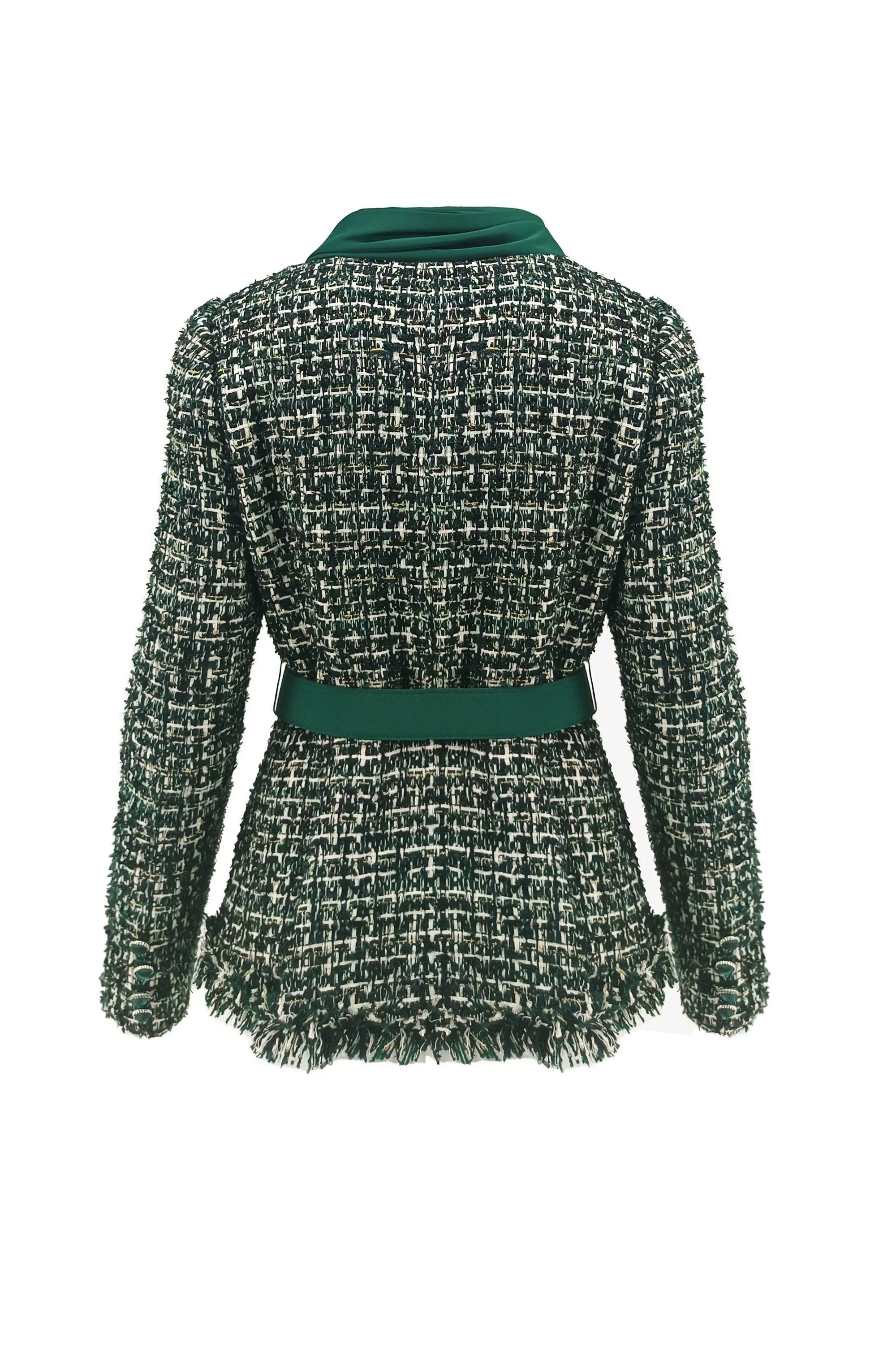 Elegant Green Skirt Suit with Tweed Jacket - Urban Couture Collection ULA
