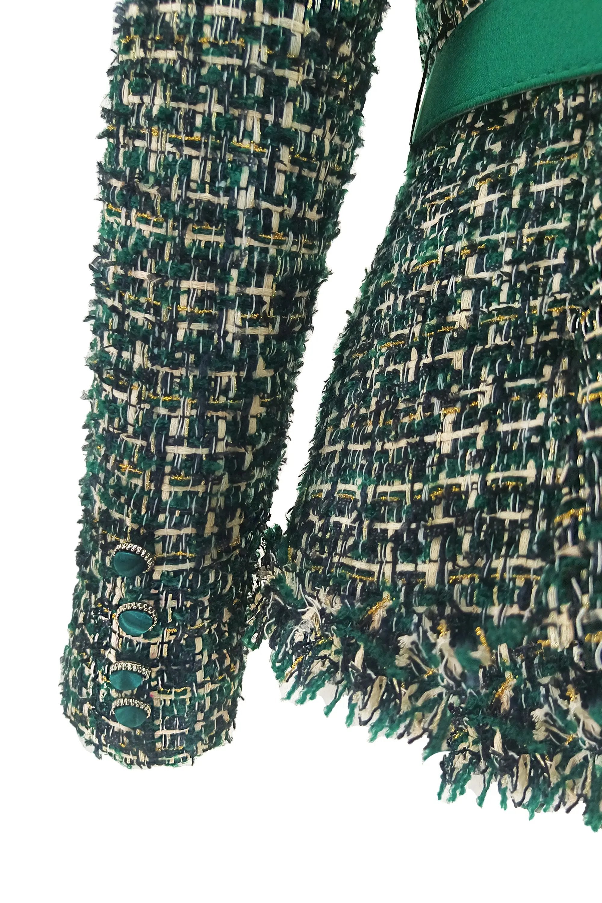 Elegant Green Skirt Suit with Tweed Jacket - Urban Couture Collection ULA