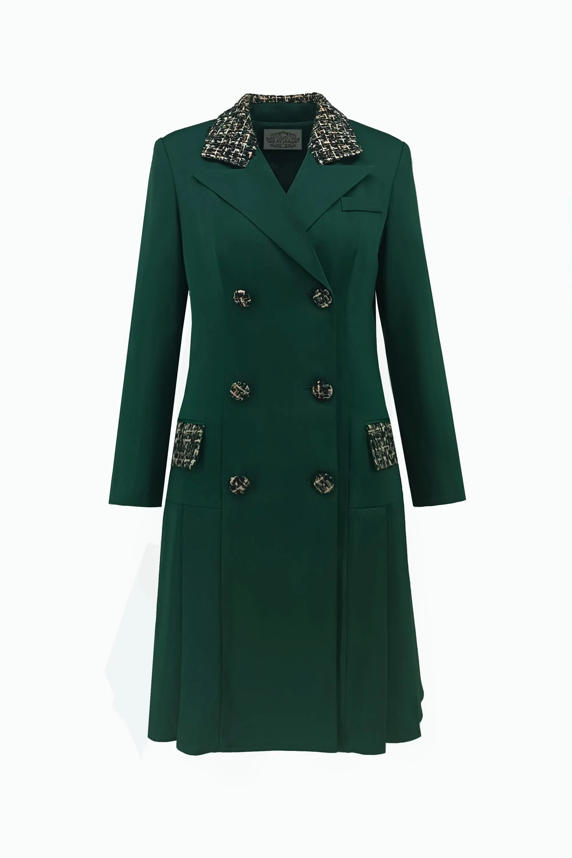 Temperament and design sense, commuting femininity, double breasted V-neck, slim fit suit skirt, dark green ULA