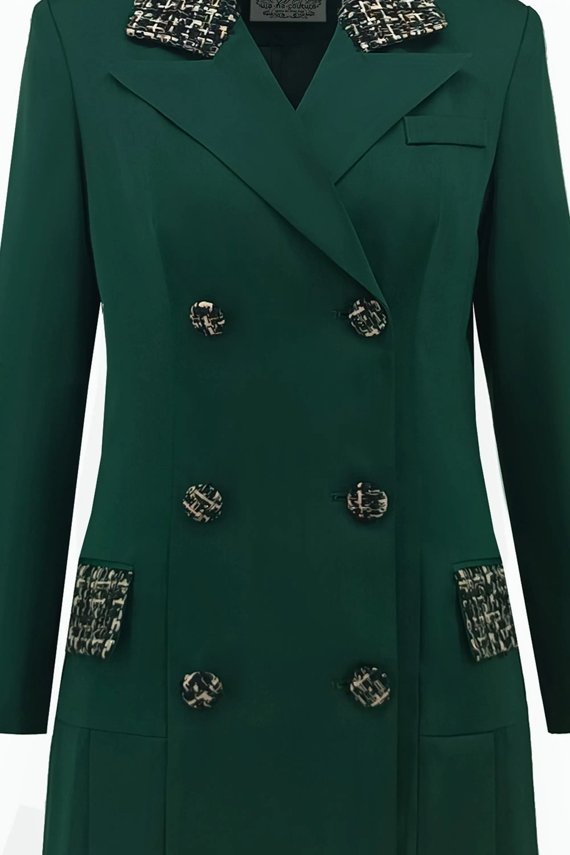 Temperament and design sense, commuting femininity, double breasted V-neck, slim fit suit skirt, dark green ULA
