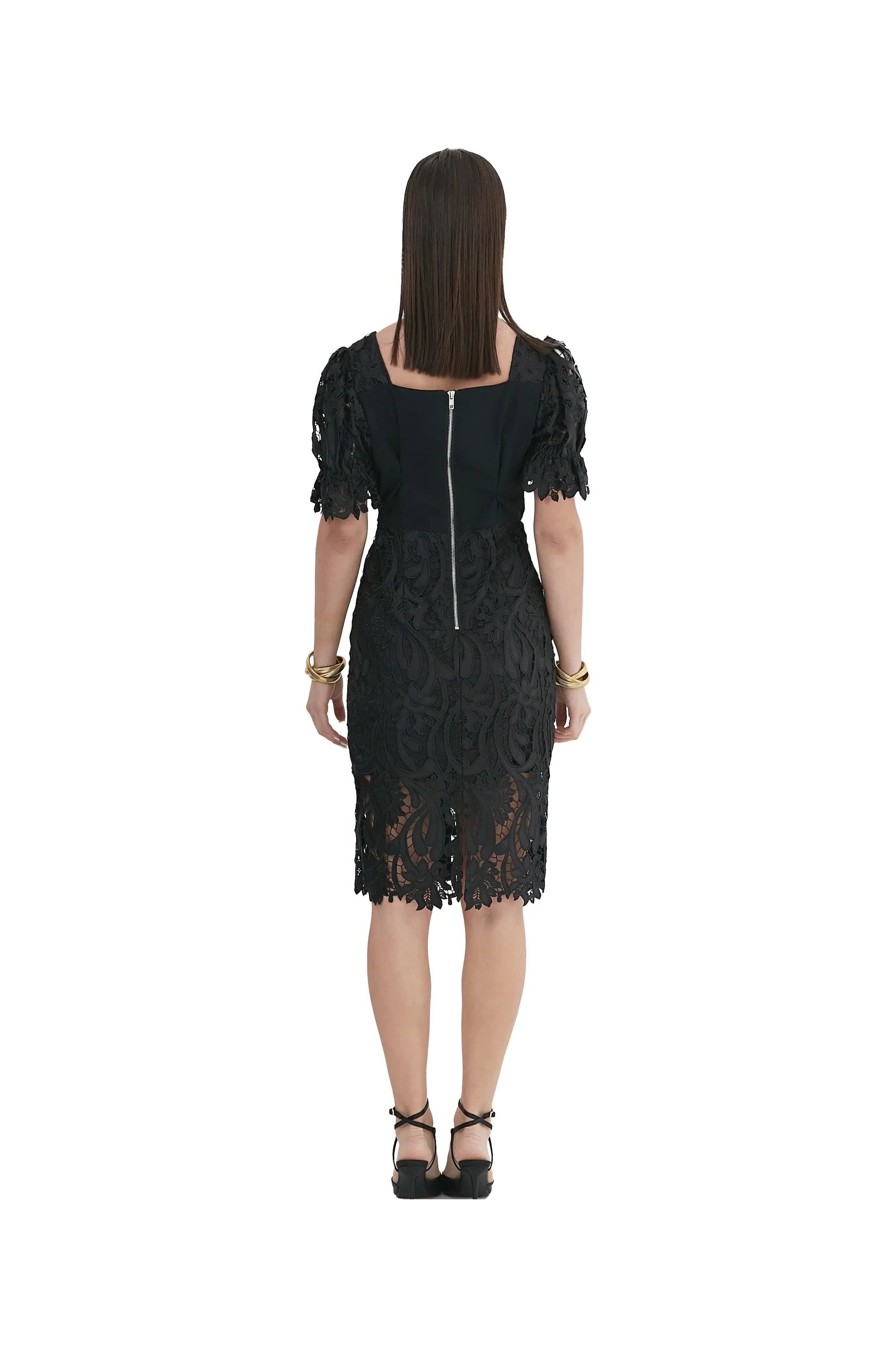 Glamorous Black Lace Midi Dress - New In Collection ULA
