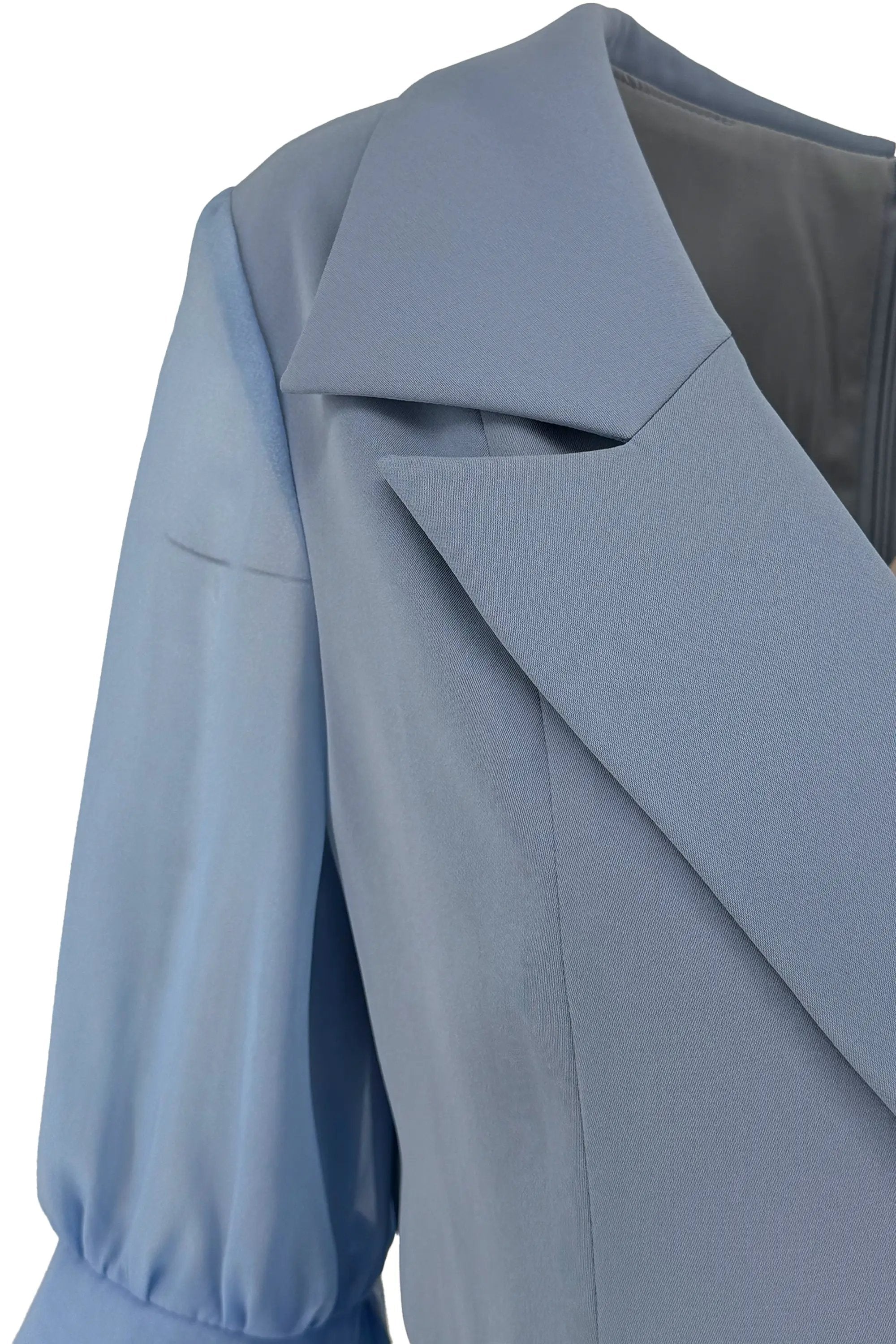 Elegant Light Blue Dress with Floral Lace Skirt ULA