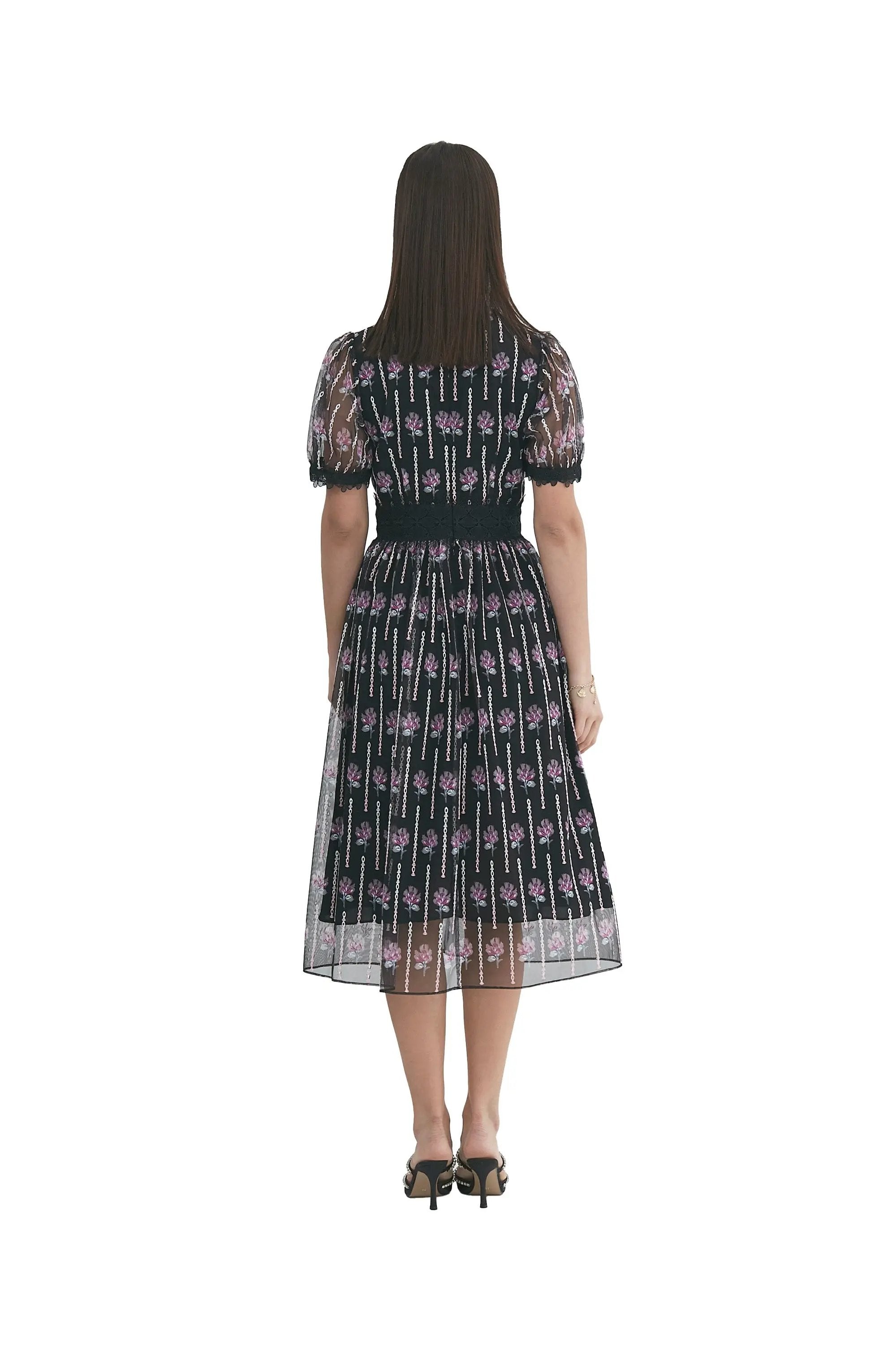Romantic Floral - Print Mesh Dress - New Arrival ULA