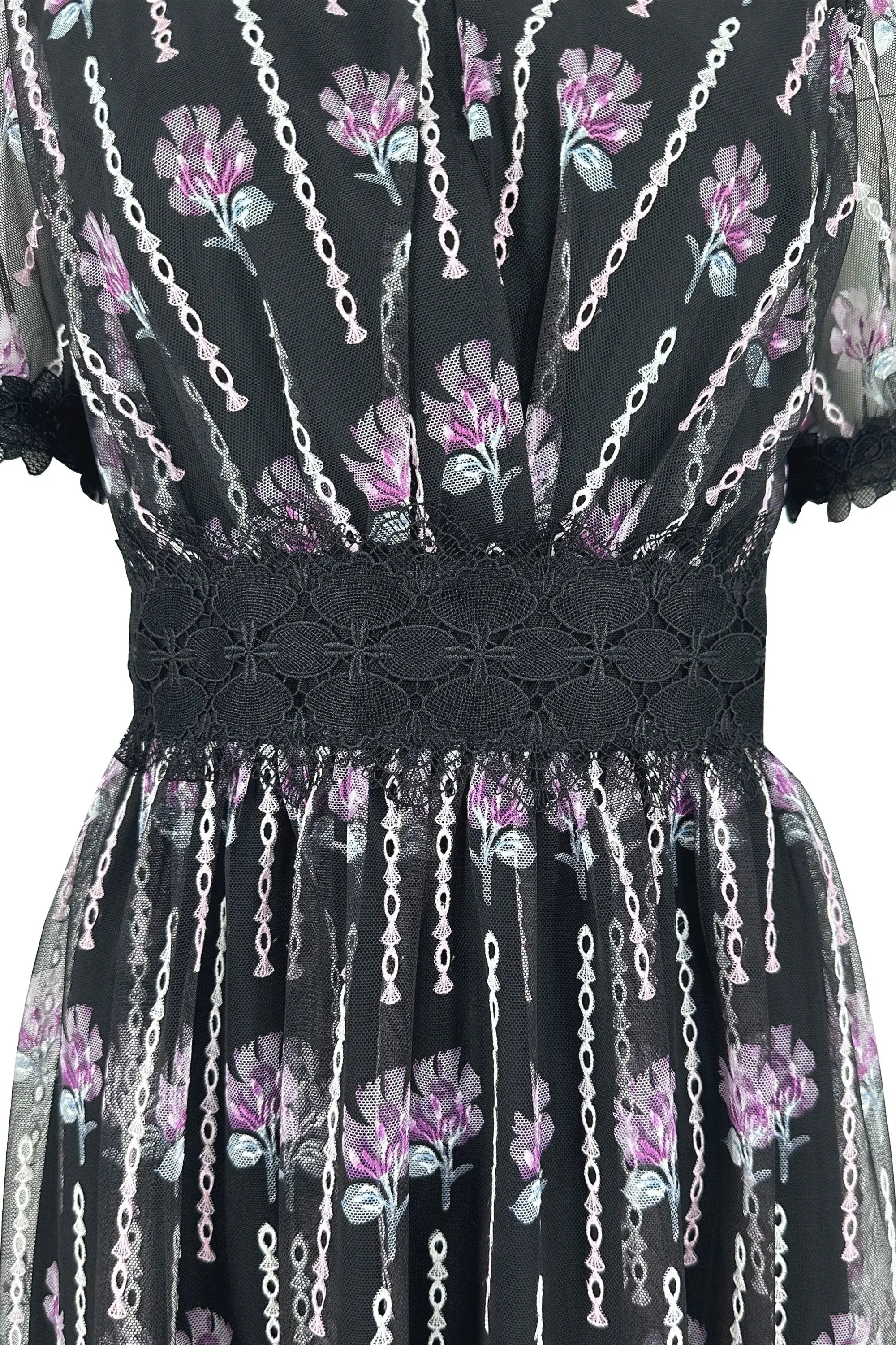 Romantic Floral - Print Mesh Dress - New Arrival ULA