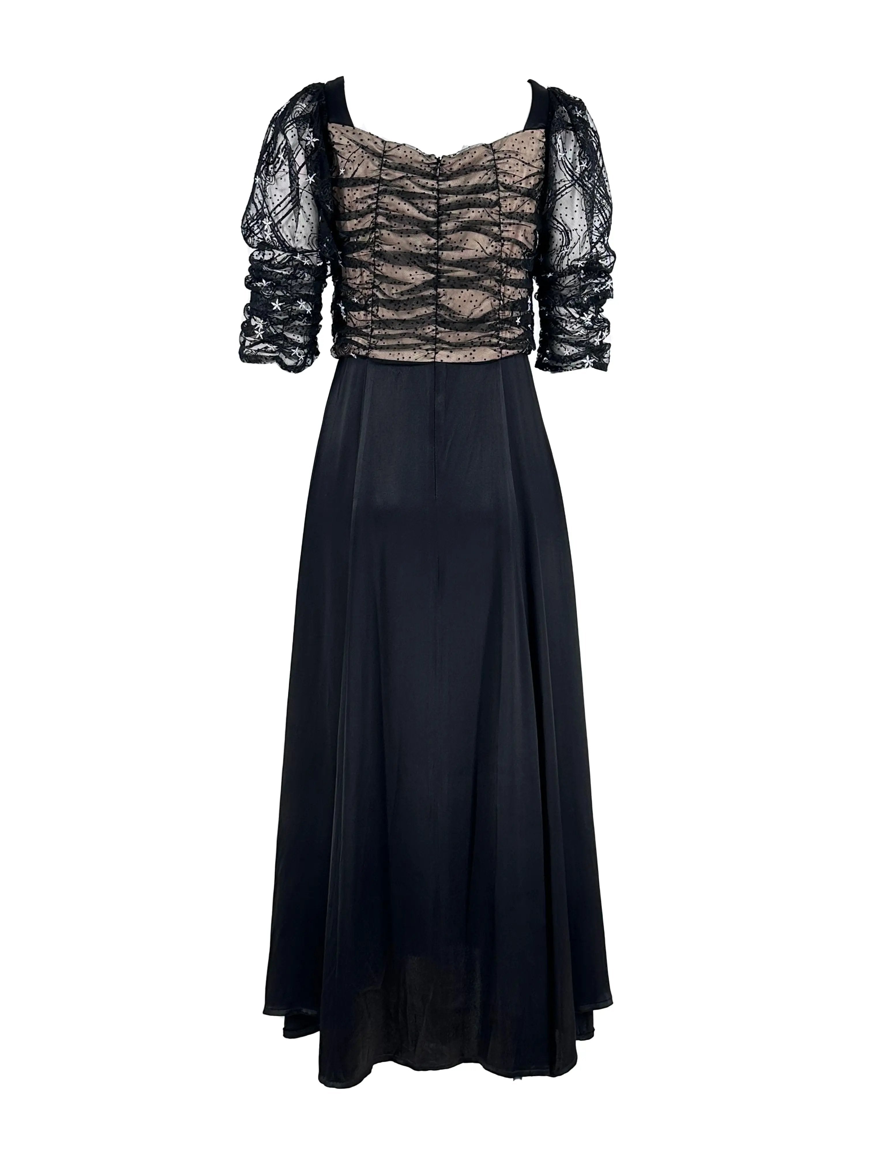 Glamorous Black Lace and Satin Dress ULA