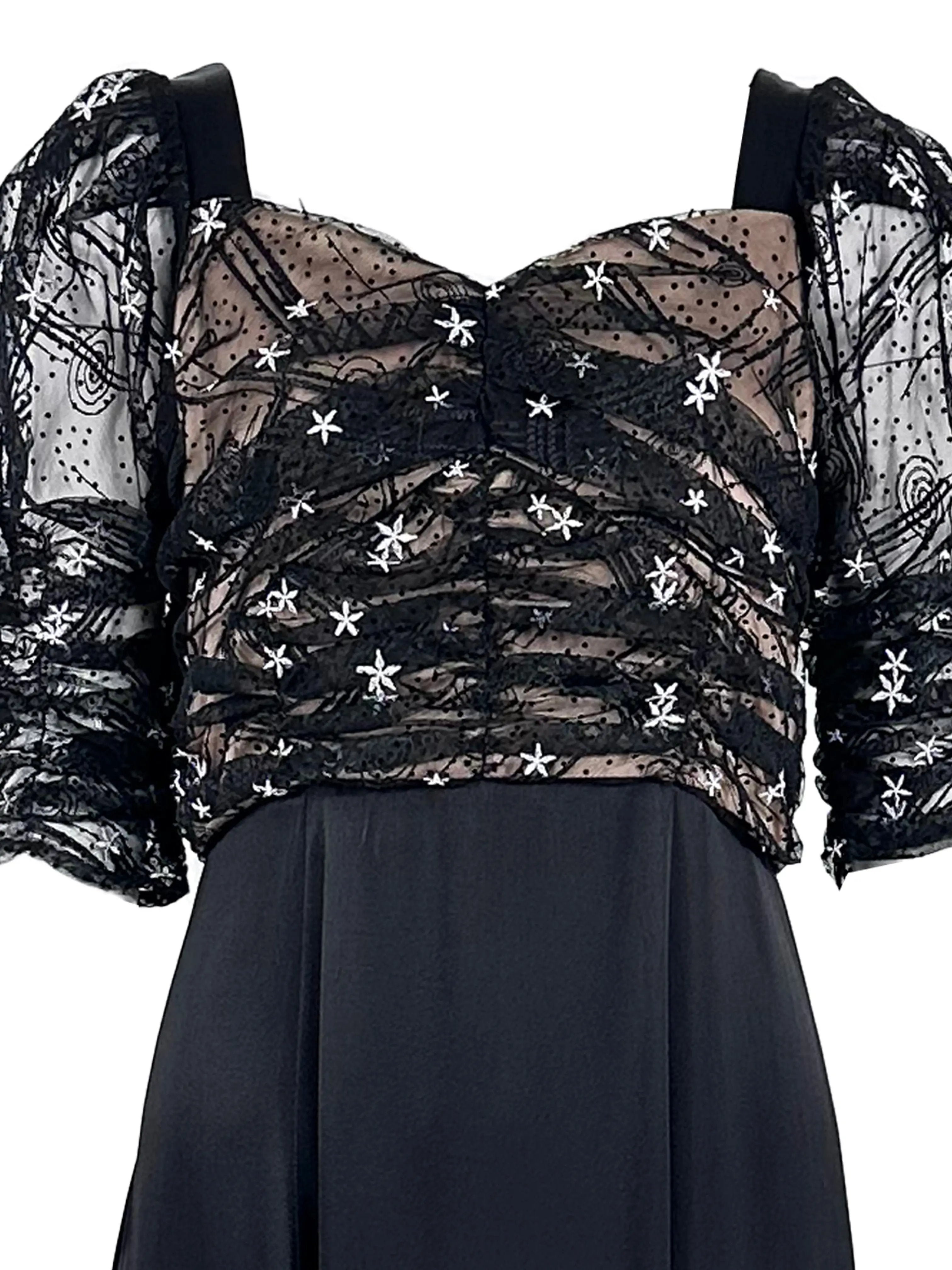 Glamorous Black Lace and Satin Dress ULA