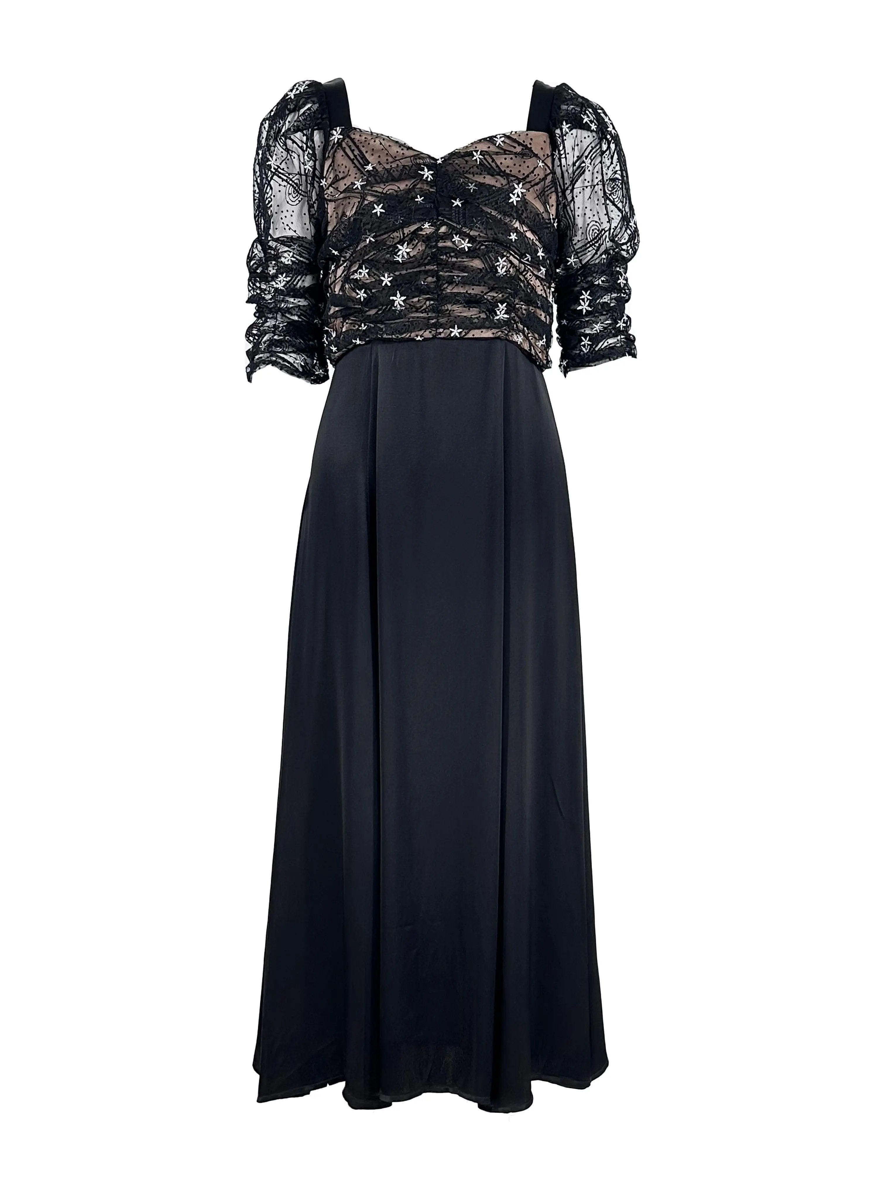 Glamorous Black Lace and Satin Dress ULA