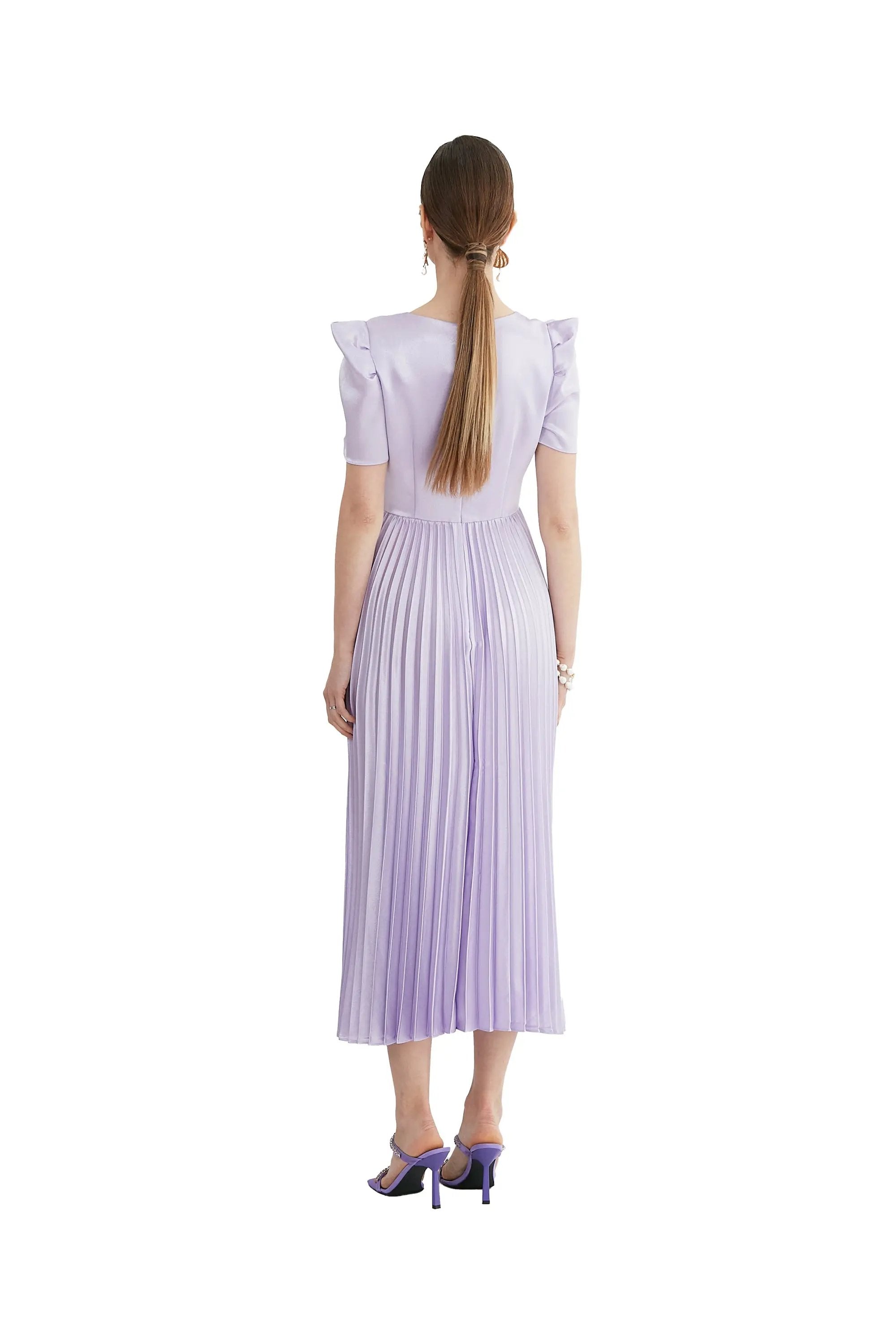 Elegant Cream Pleated Dress - Timeless Beauty ULA