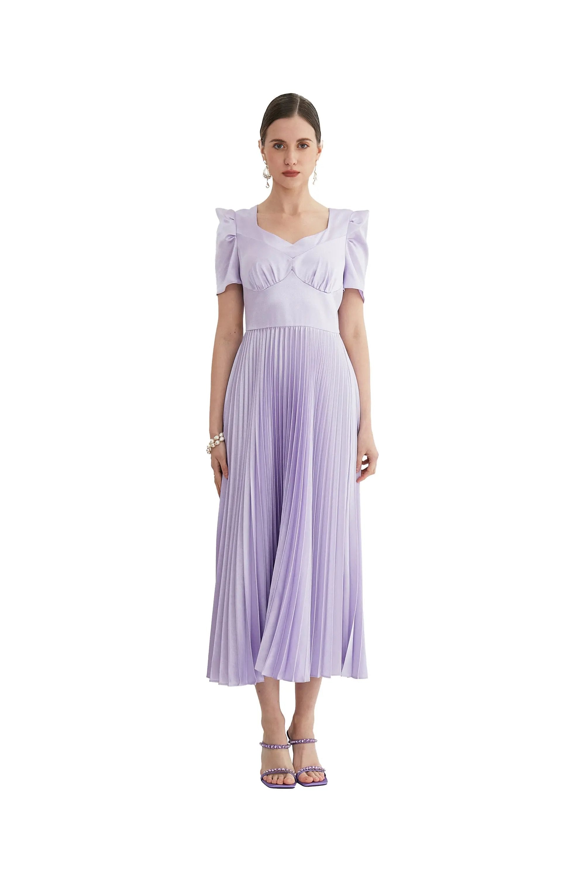 Elegant Cream Pleated Dress - Timeless Beauty ULA