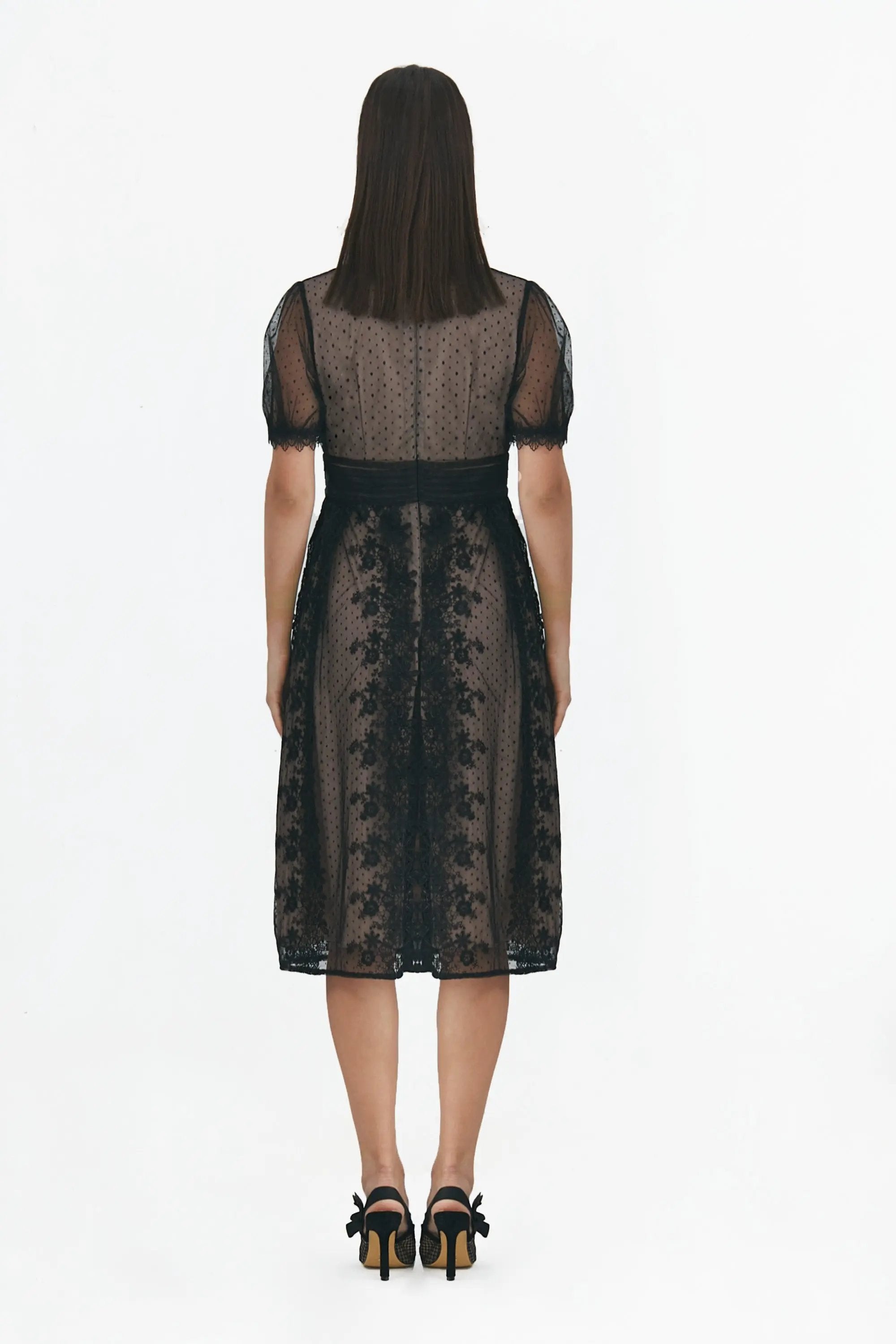 Women’s High Fashion Precious Nipped Waists V-neck lace Dress ULA