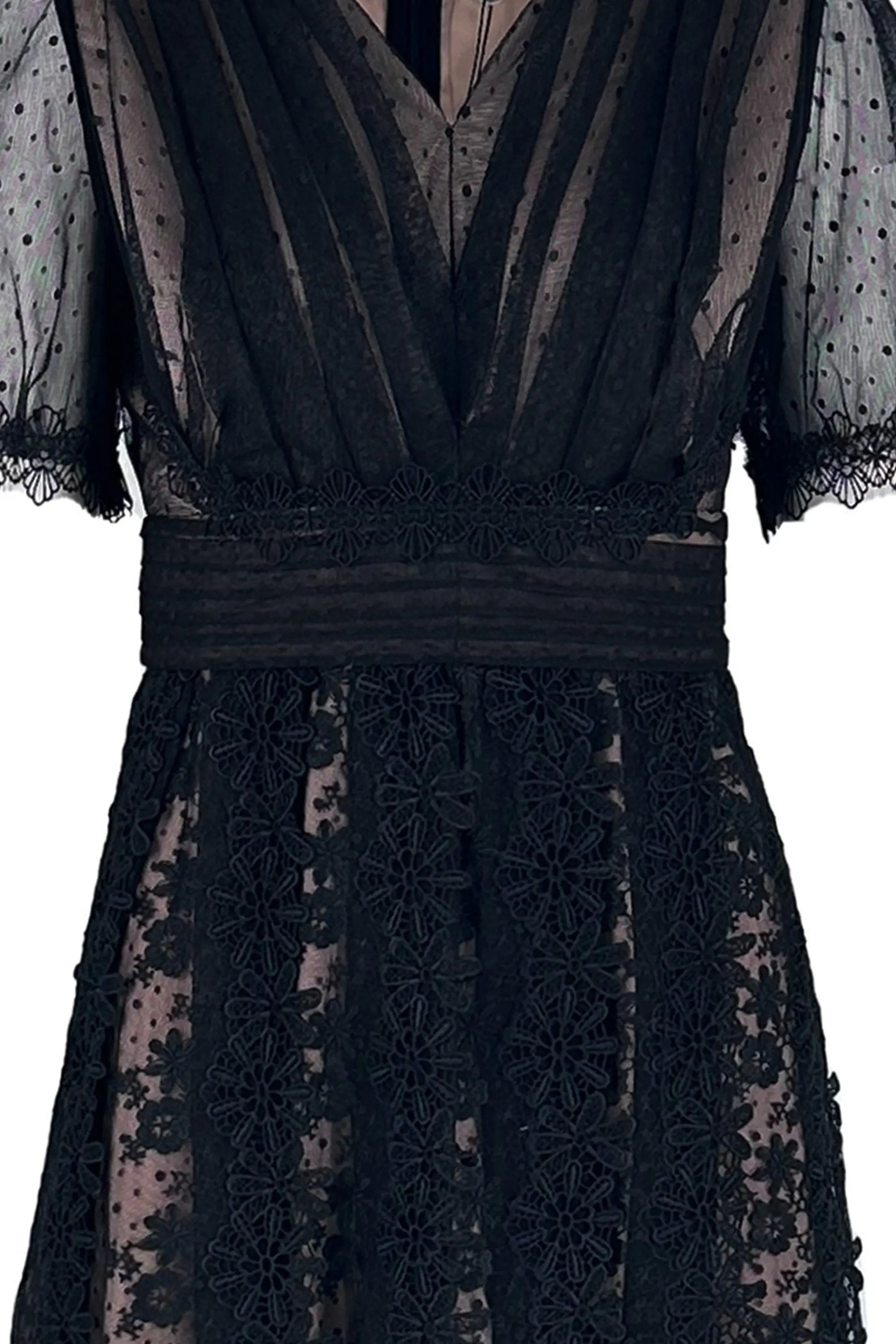 Women’s High Fashion Precious Nipped Waists V-neck lace Dress ULA