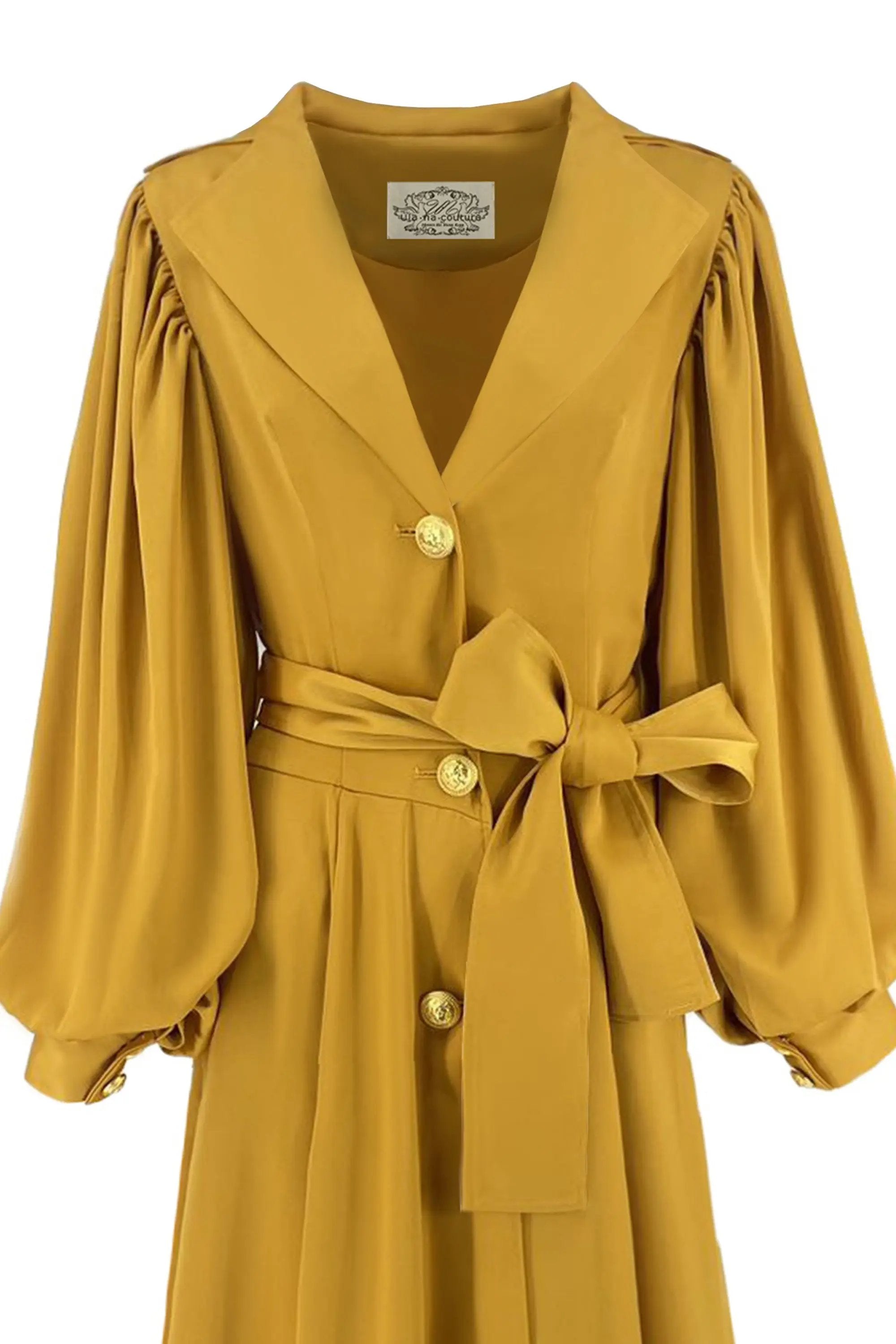 Waist tightening, slimming and dignified 9-quarter sleeve coat style women's dress ULA