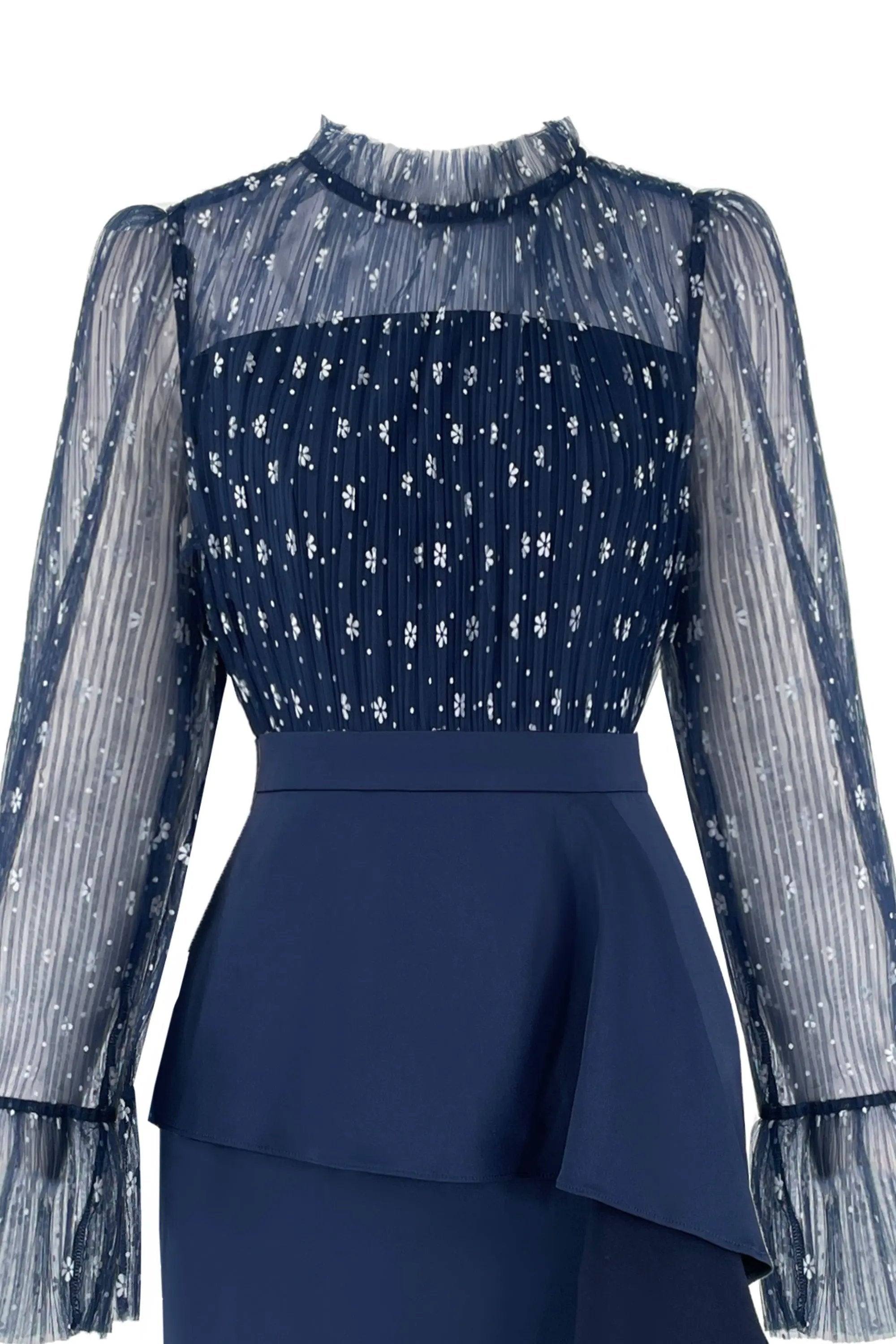 Blue dress, spring and autumn new style, elegant women's clothing, high-end banquet light dress, fishtail wrapped buttocks long skirt ULA