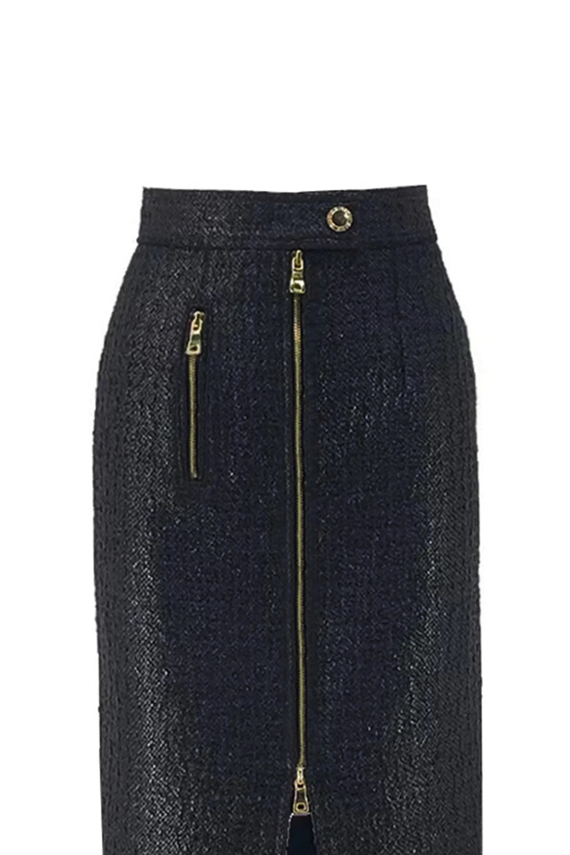 Women's Short Jacket A-Line Skirt Cool Zipper Set ULA