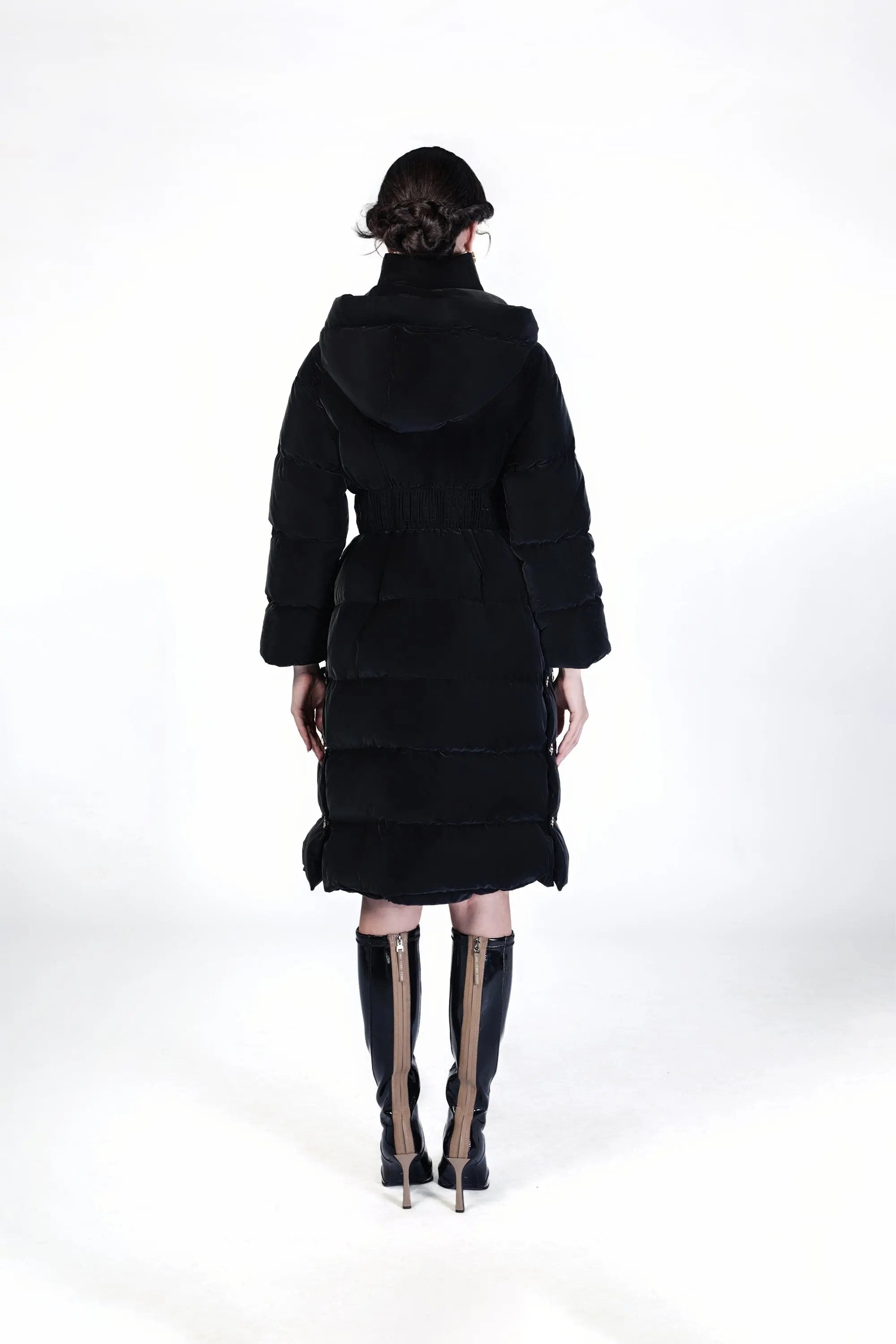 Sophisticated Black Long Puffer Coat - Winter Elegance ULA