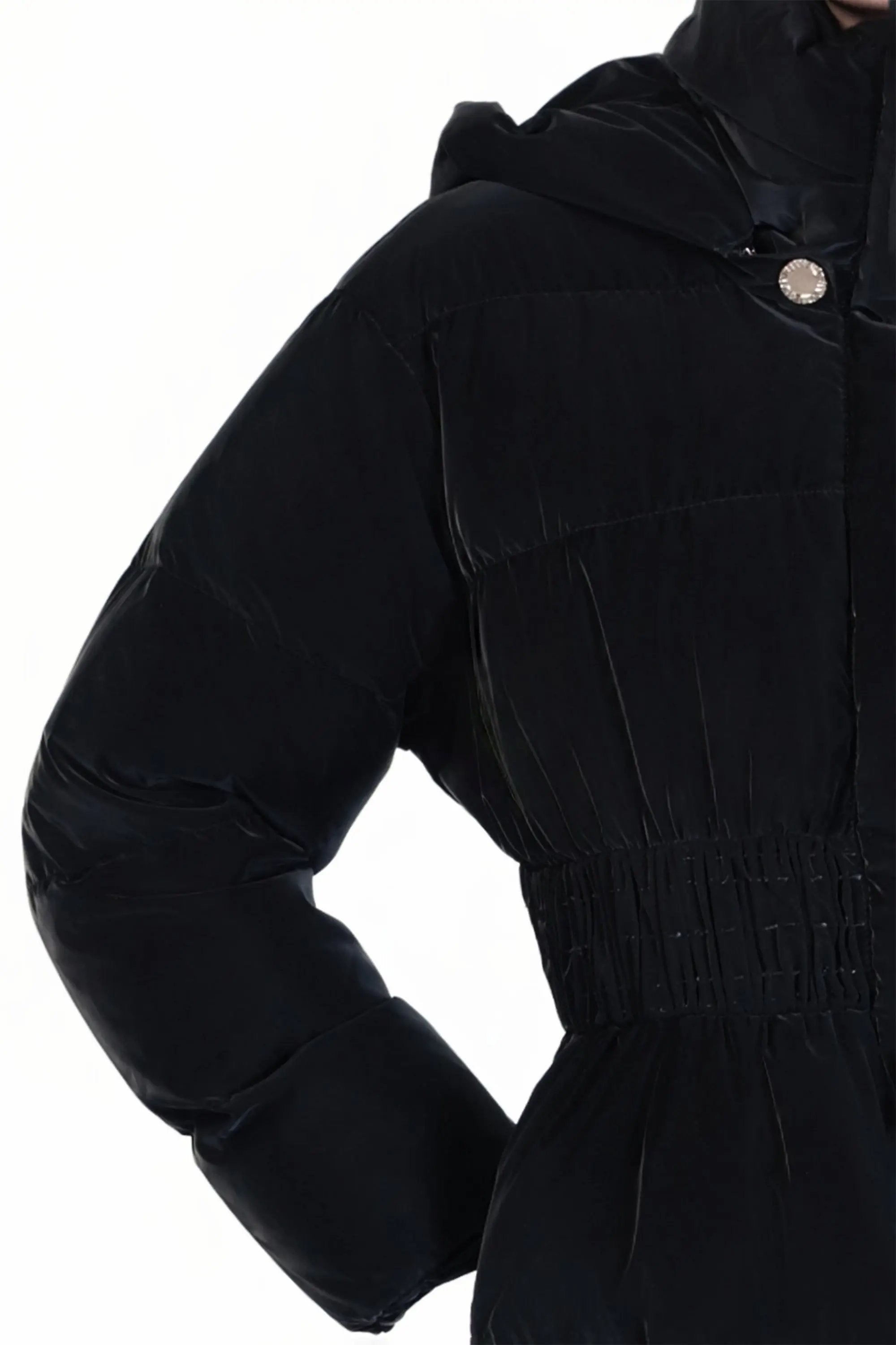 Sophisticated Black Long Puffer Coat - Winter Elegance ULA