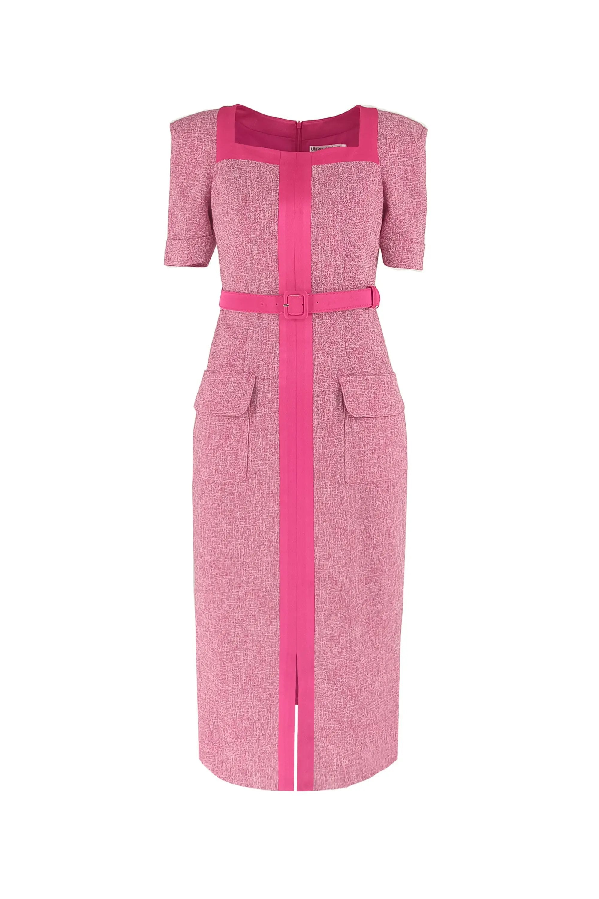 Women’s Spring Elegant Rose Red Knee-length Dress ULA