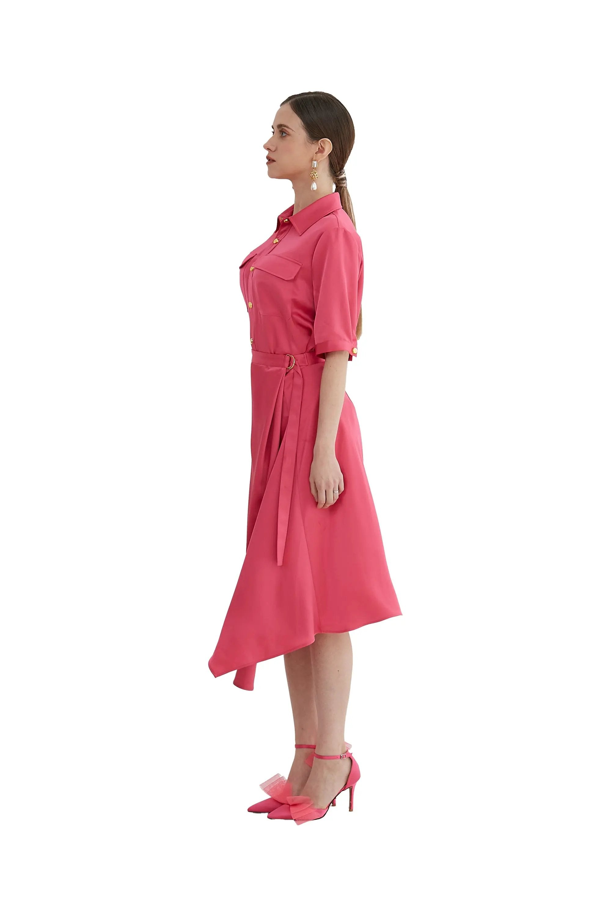 Ladies' Spring and Summer V-neck Belt Versatile Dess with Temperament ULA