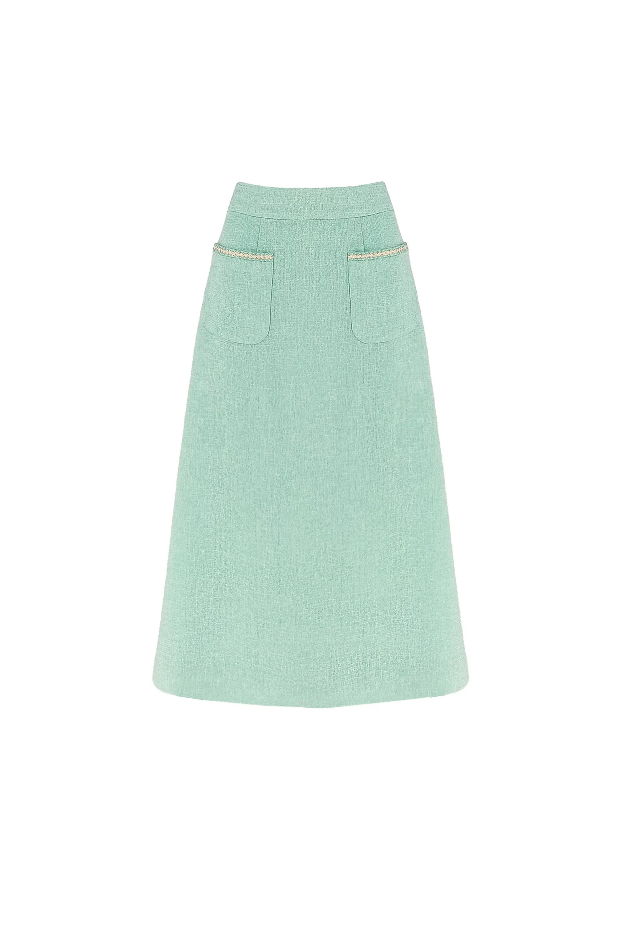 Square necked small fragrant style new fake two-piece lotus leaf swing temperament dress two-piece set ULA