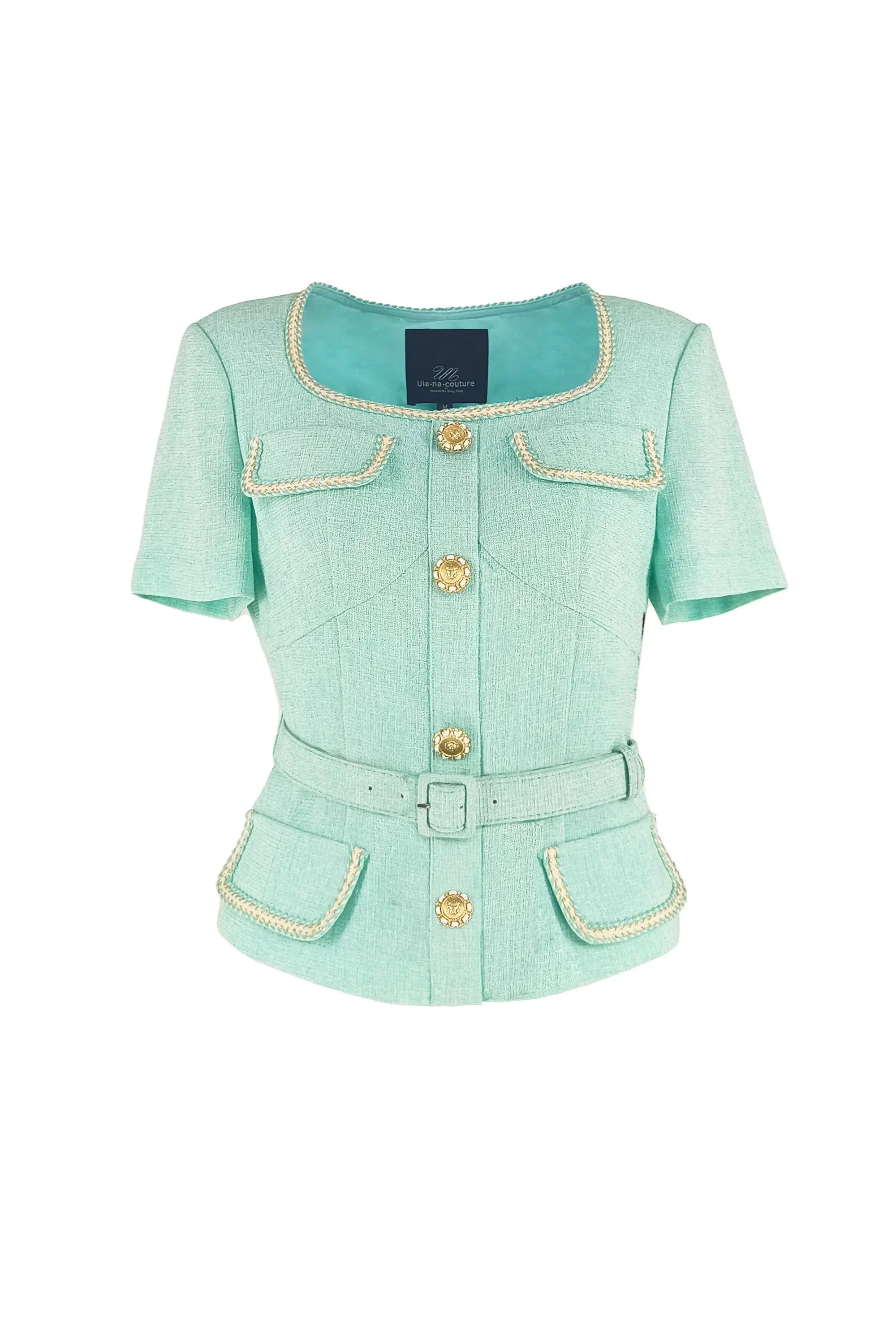 Square necked small fragrant style new fake two-piece lotus leaf swing temperament dress two-piece set ULA