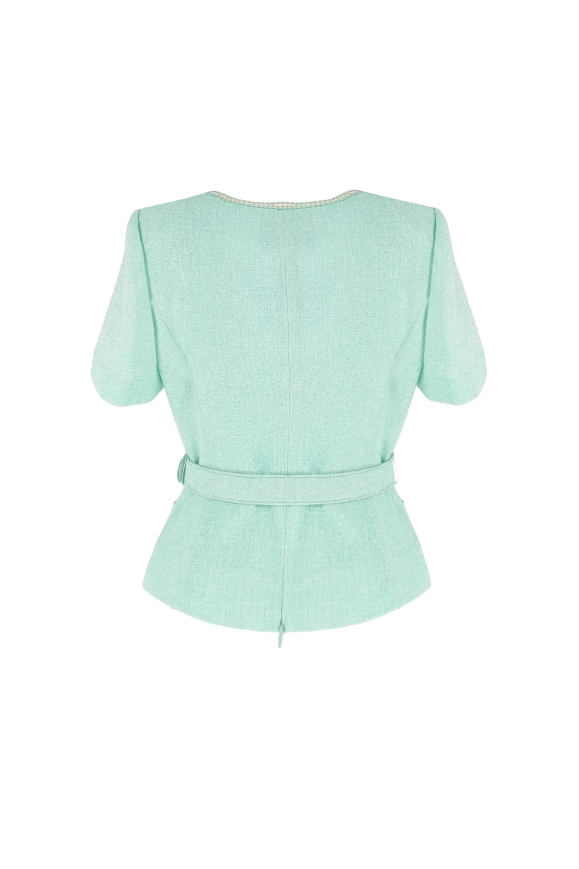 Square necked small fragrant style new fake two-piece lotus leaf swing temperament dress two-piece set ULA