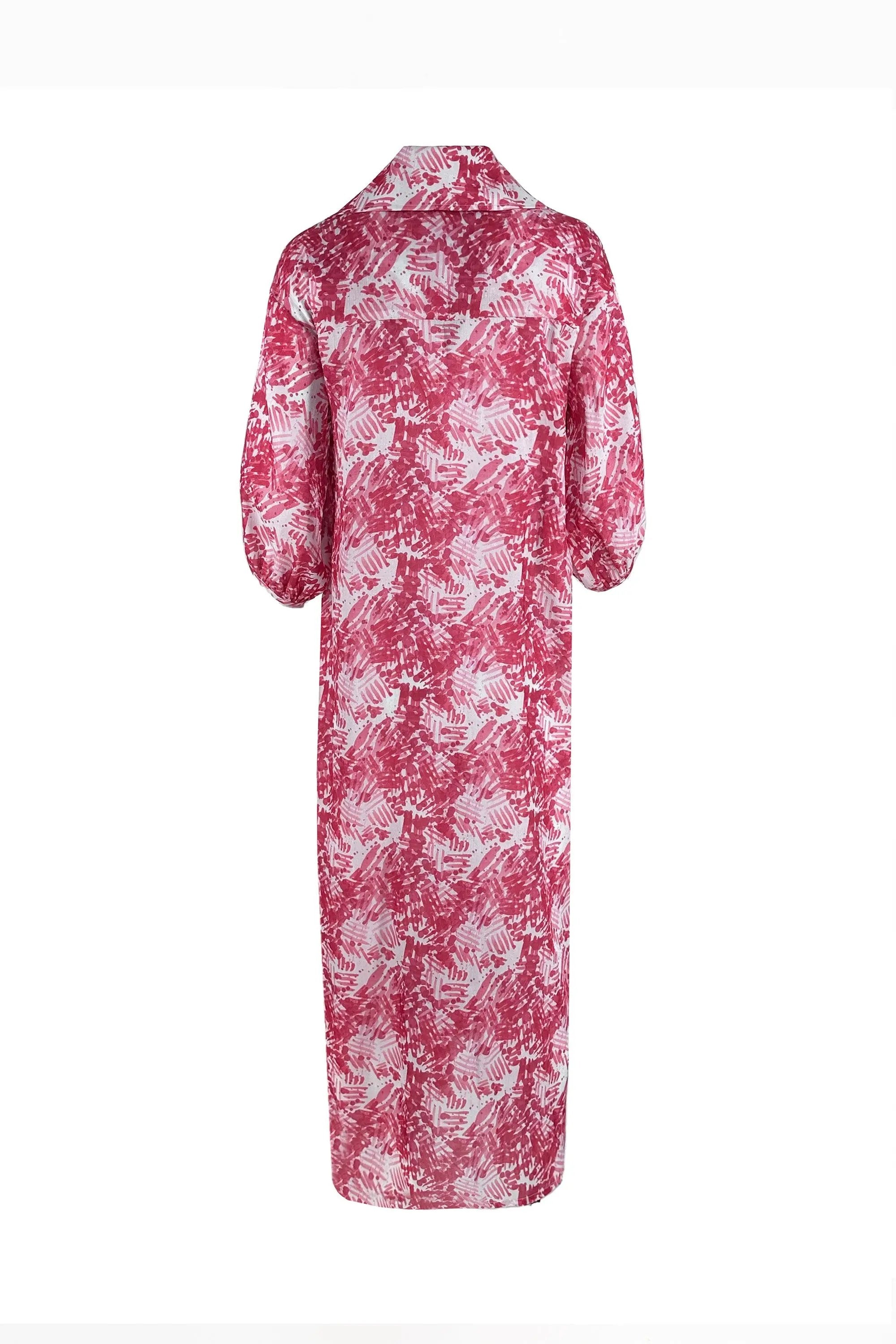 Women's Spring and Summer Stand Collar Belted Vibrant Elegant  Dress ULA