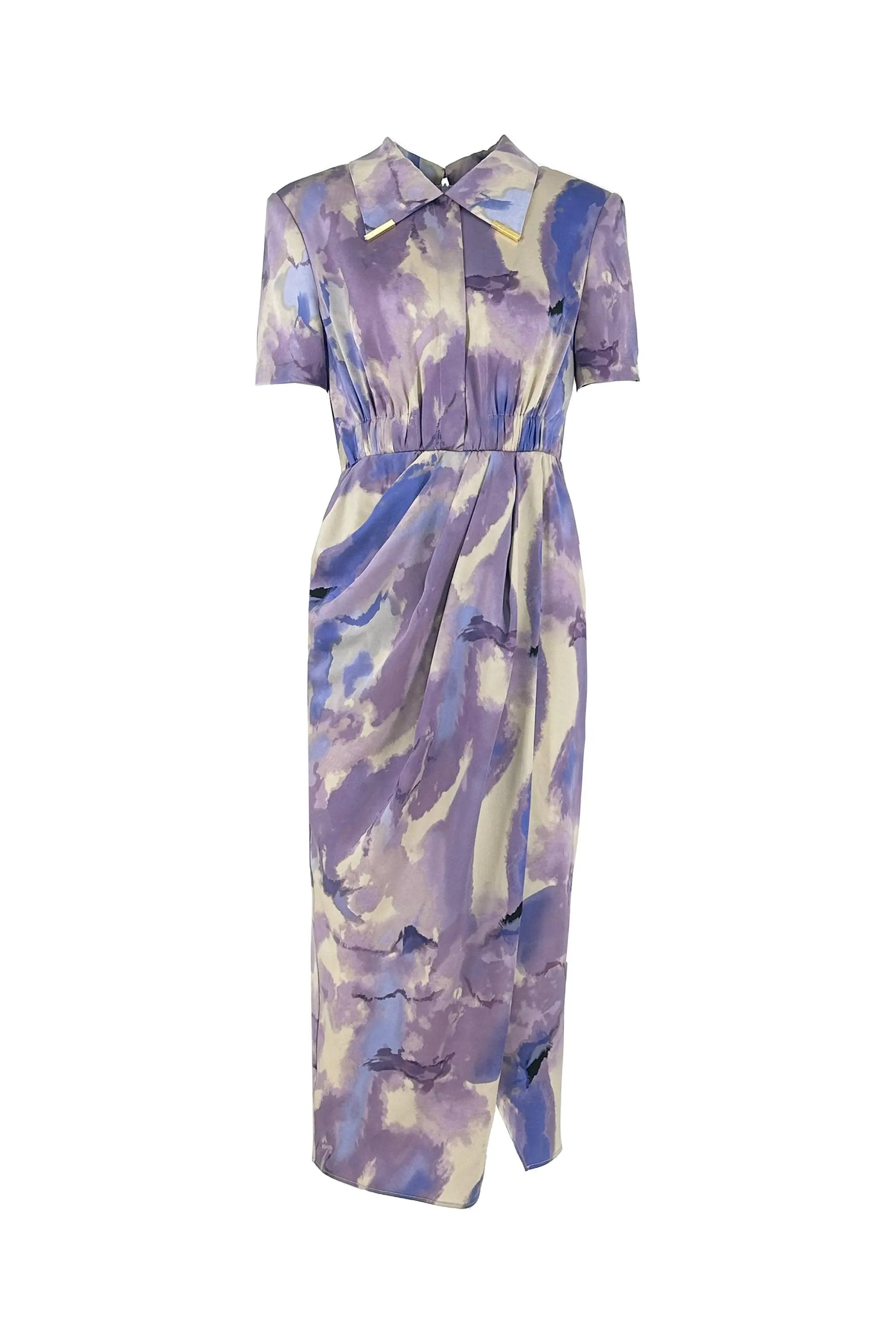 Ladies Summer Elegant Lapel Waist Dress ULA