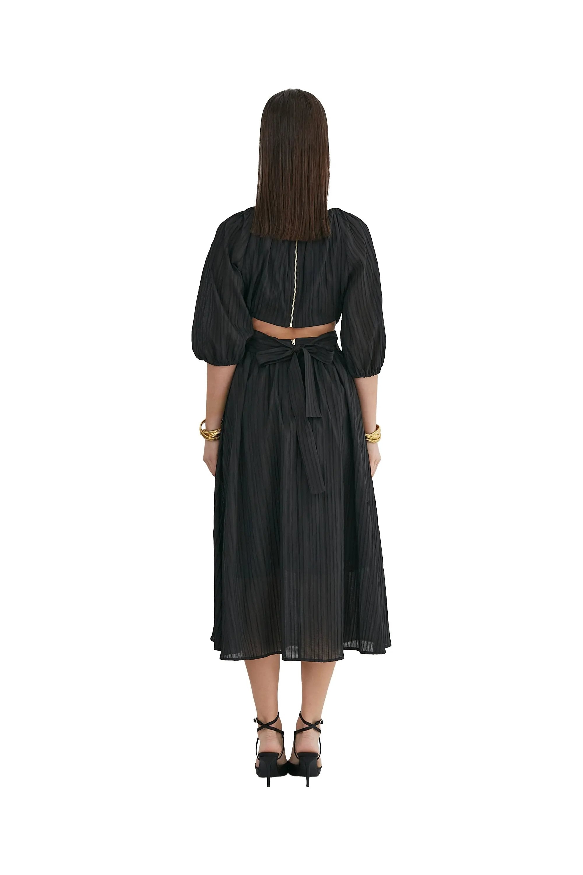 Ladies’ Spring and Summer Intellectual Round Neck Waist Dress ULA