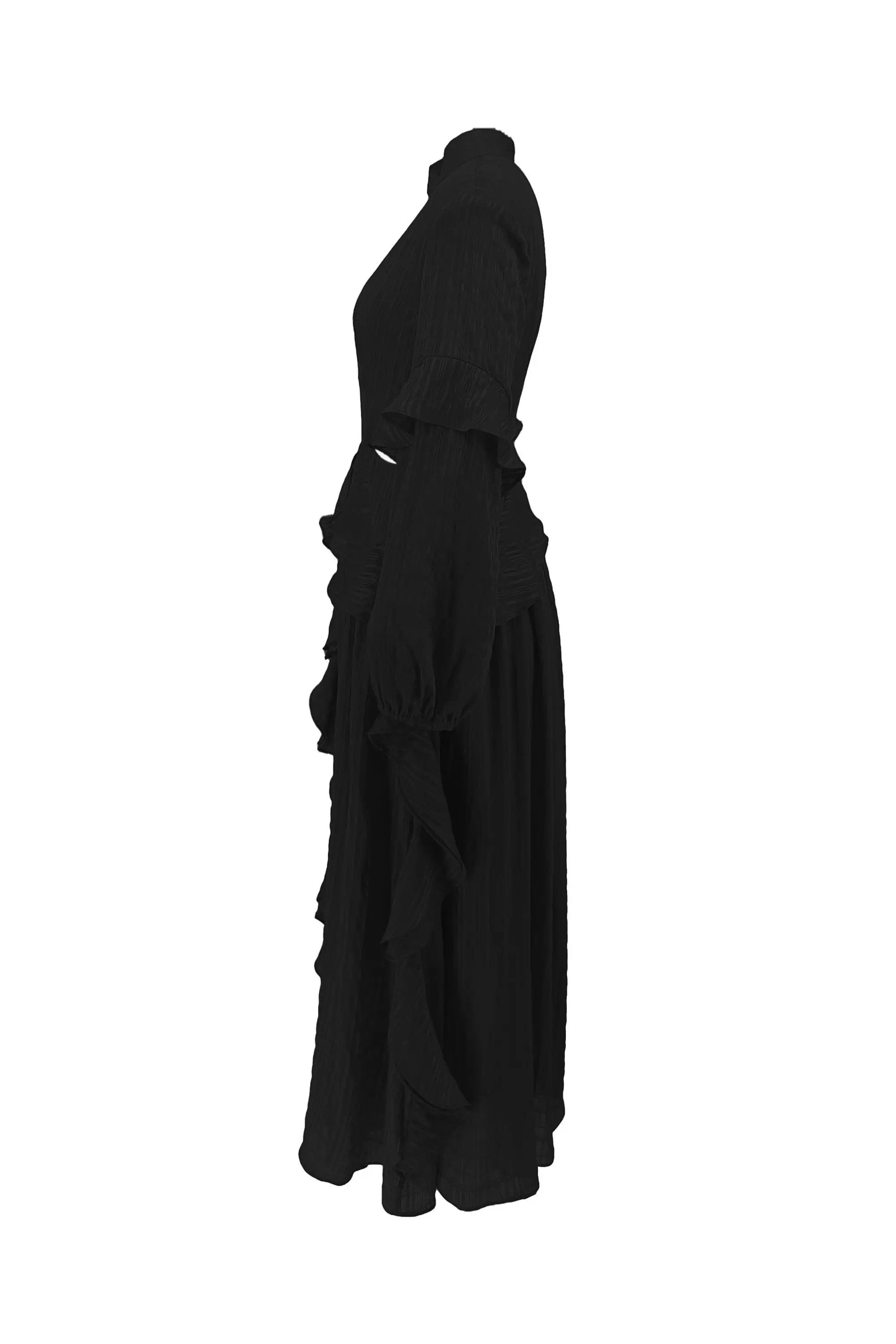 French Long-sleeved Pleated Waist-revealing Elegant Long Dress ULA