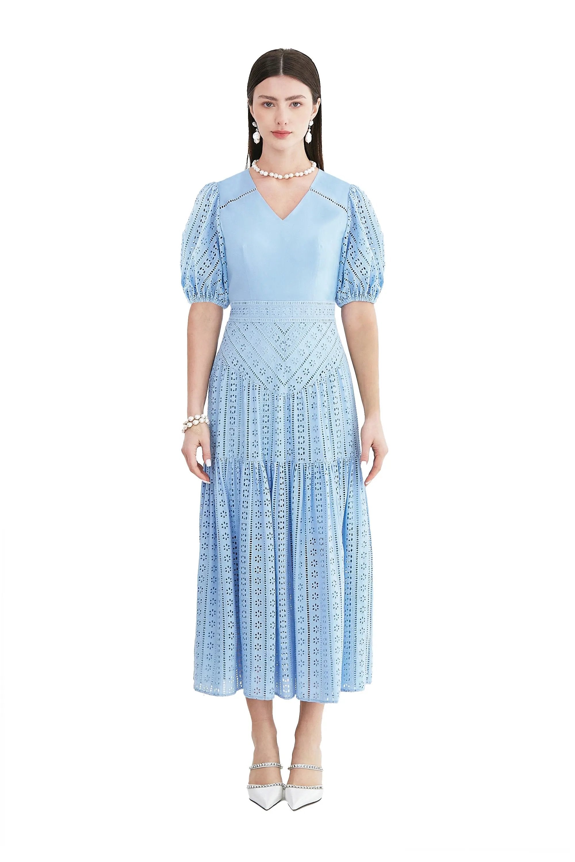 2024 Summer New Style Dresses with a Slim Waist and High end Exquisite Brand Lace Skirt for Children ULA