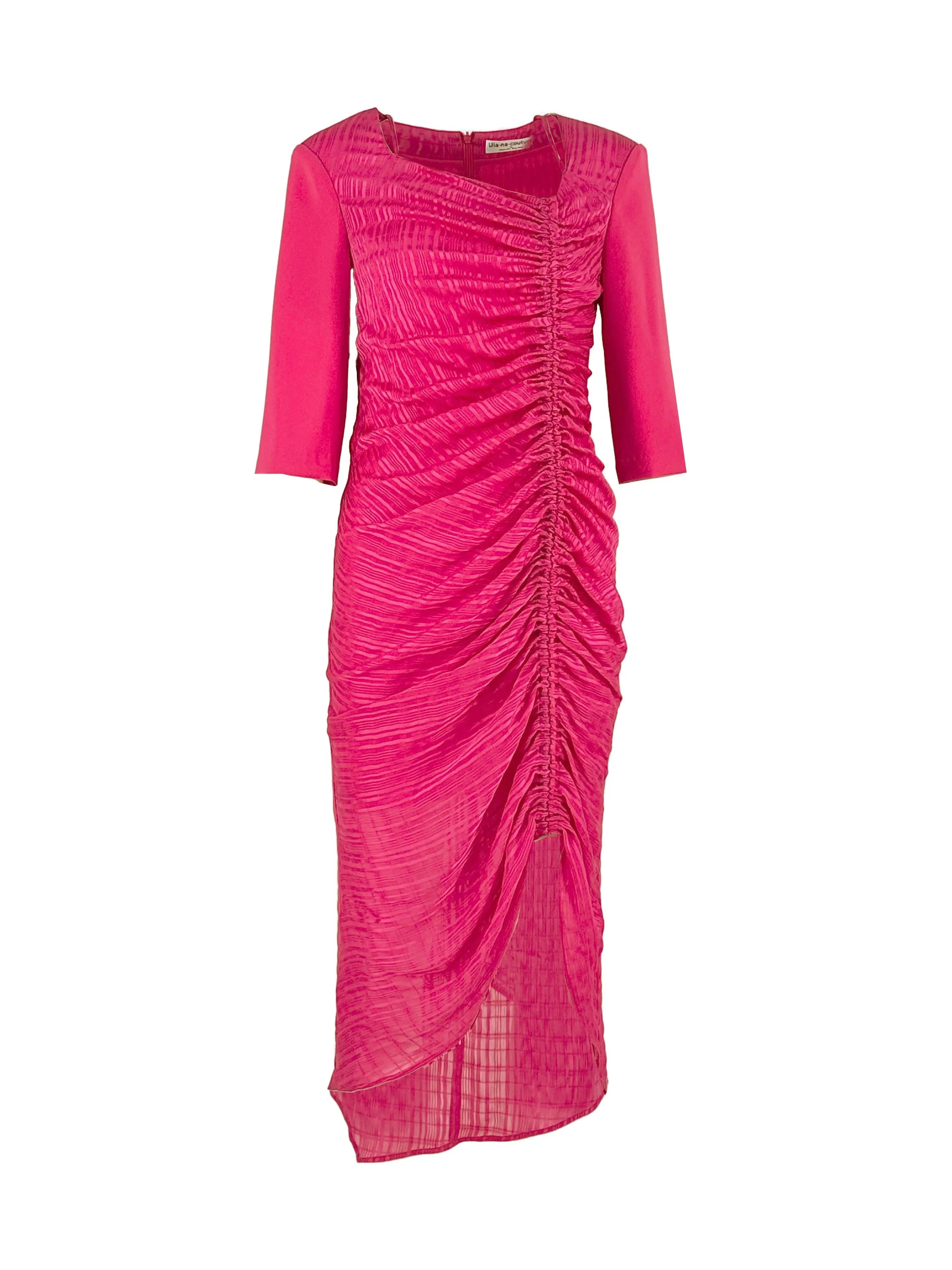 Wrinkle wrapped hip skirt dress for women's summer solid color slim fit short skirt ULA