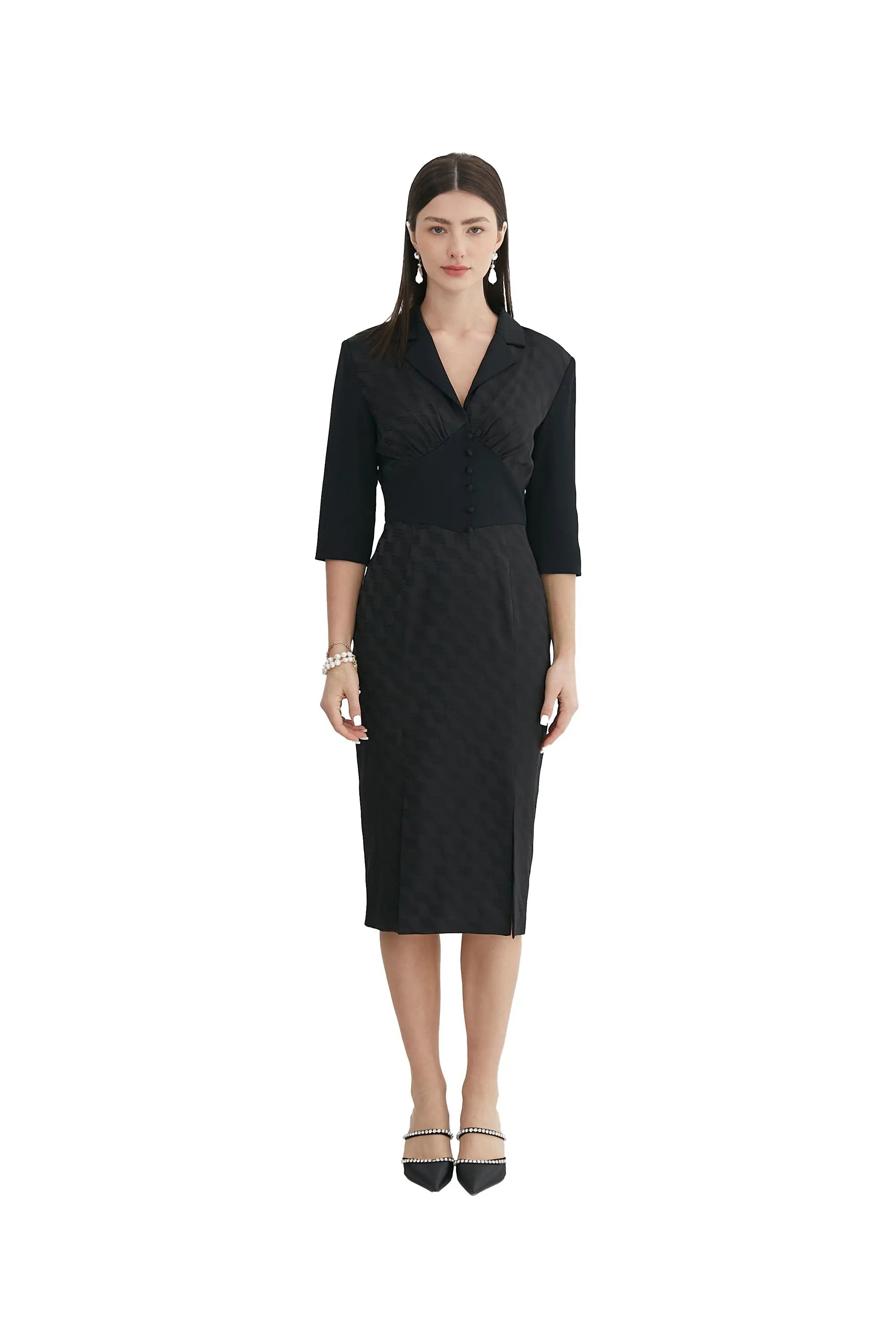 Women's Spring and Summer Sense of Advanced and Temperament V-neck Waist Dress ULA