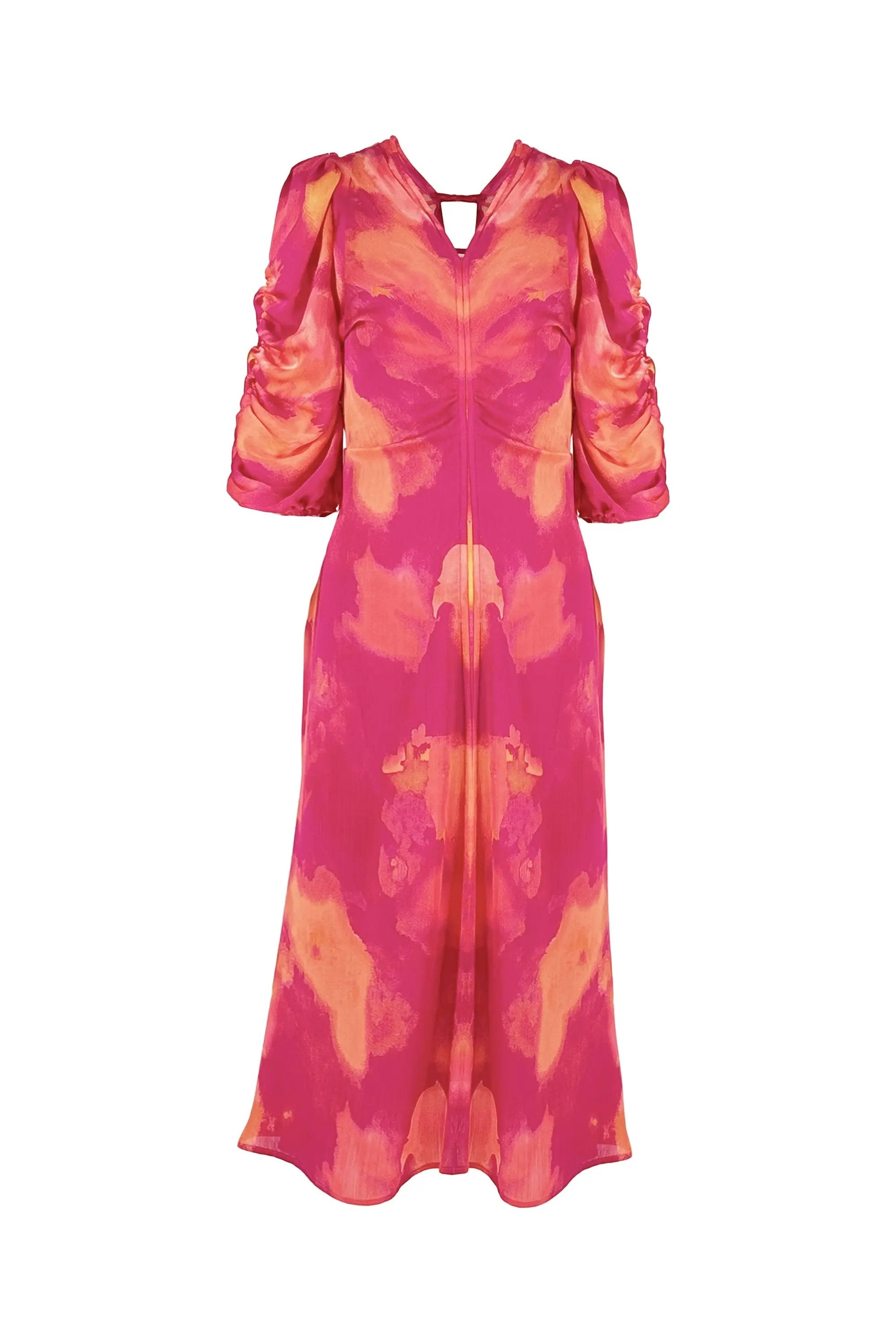 Women's Spring and Summer Sense of Design Dyed Dess with V-neck and waist ULA