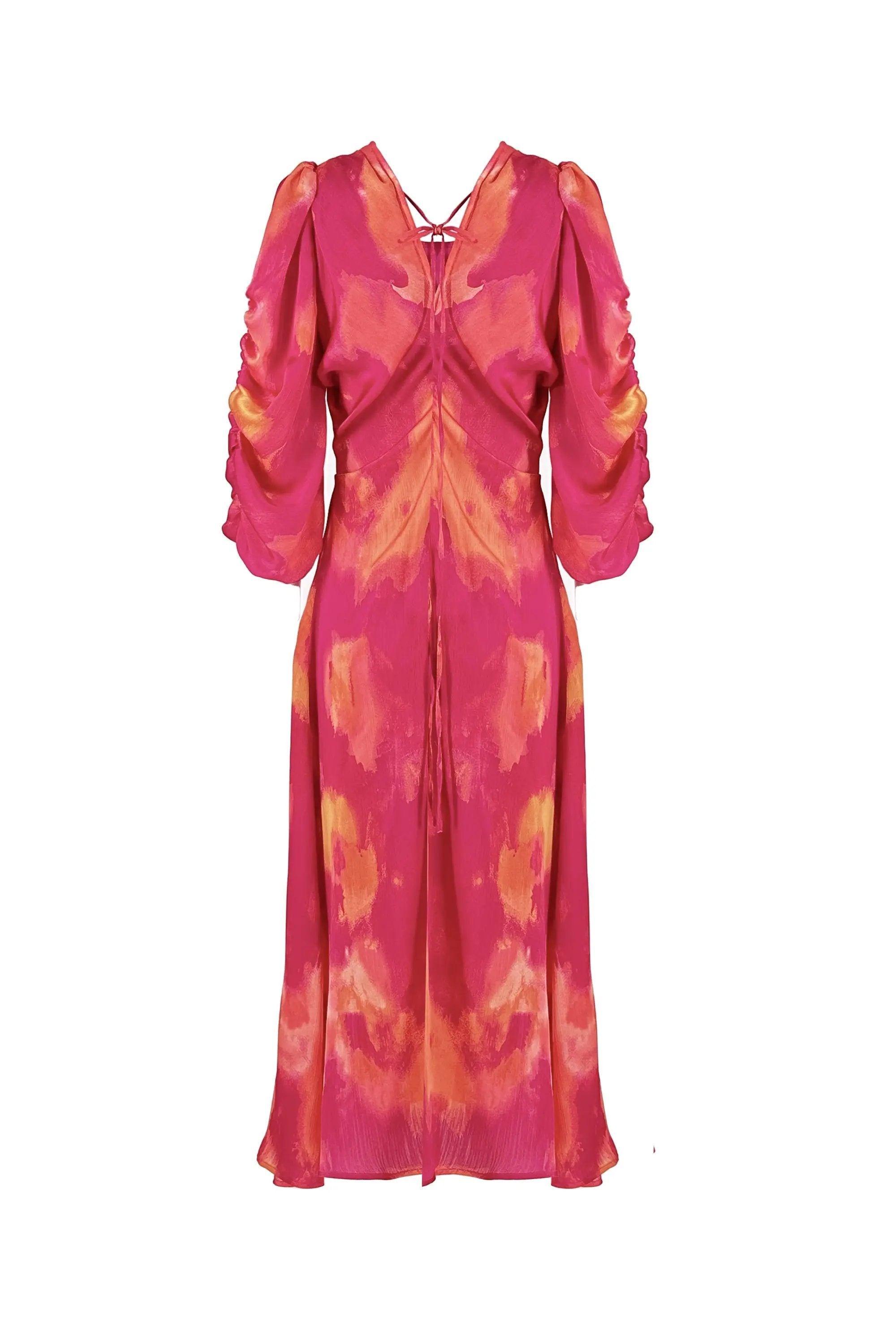 Women's Spring and Summer Sense of Design Dyed Dess with V-neck and waist ULA