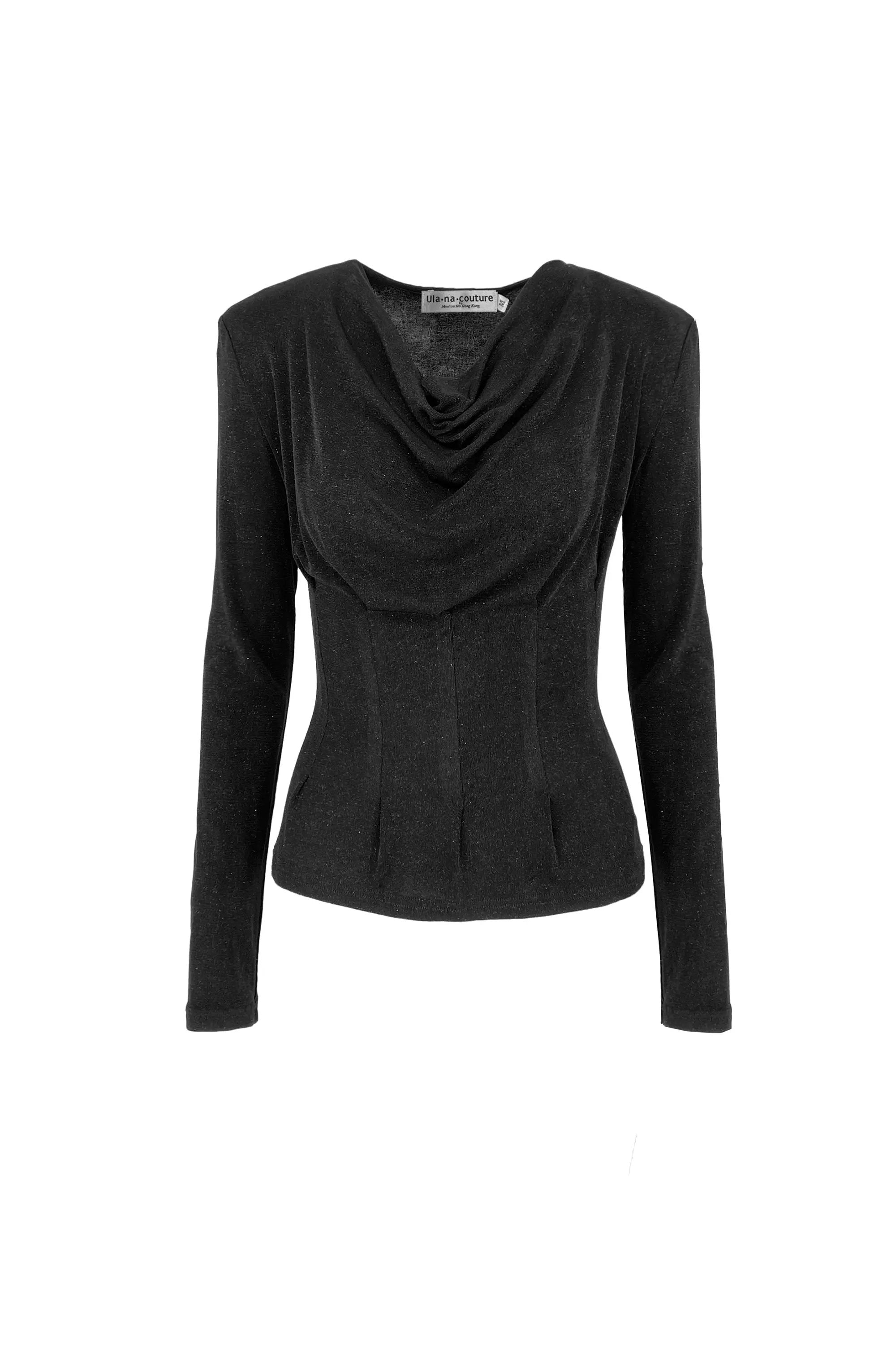 Glamourous Black V-Neck Evening Gown ULA