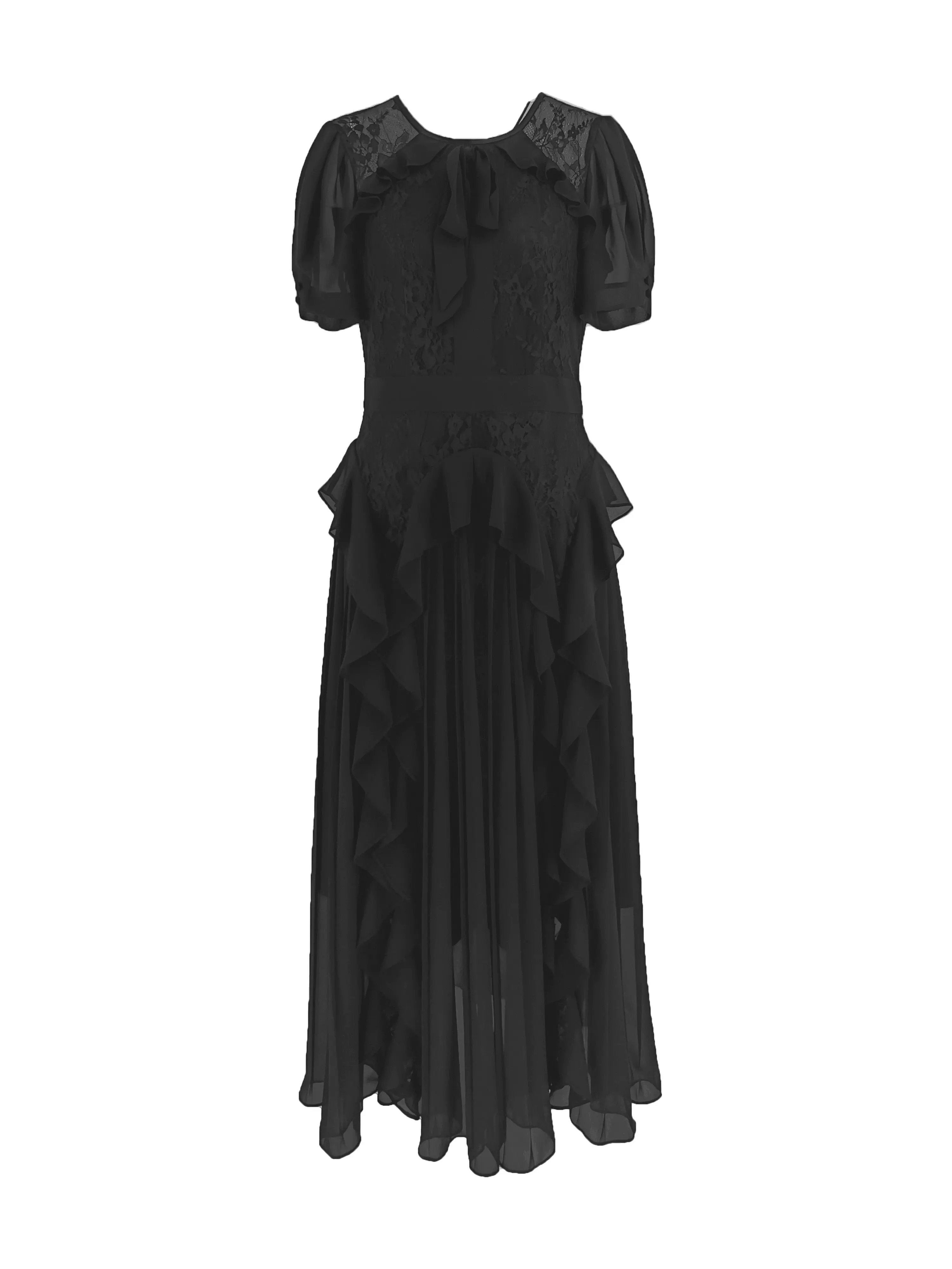 Ladies Summer Elegant Intellectual Round Neck Ruffle Dress ULA