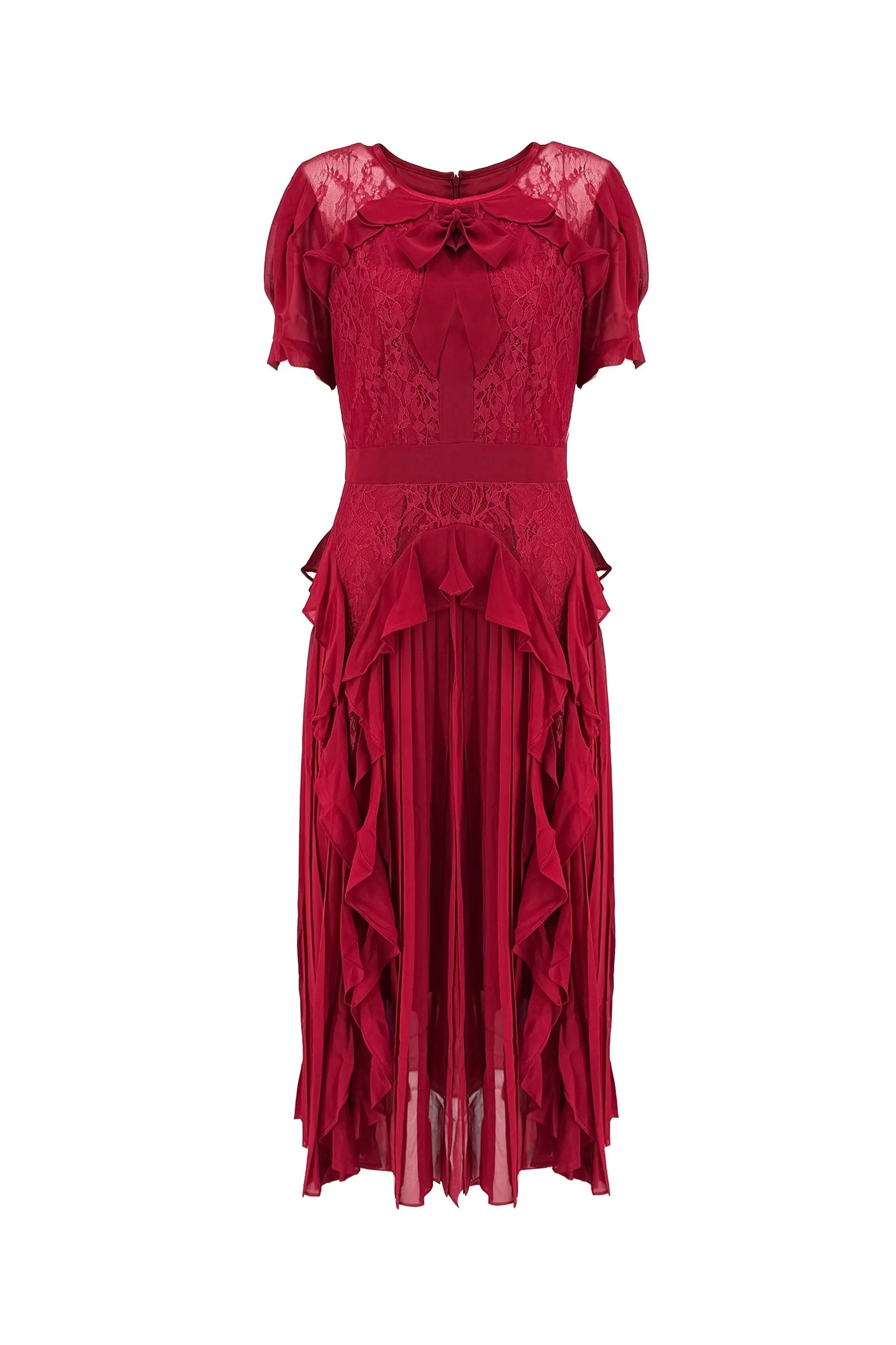 Ladies Summer Elegant Intellectual Round Neck Ruffle Dress ULA