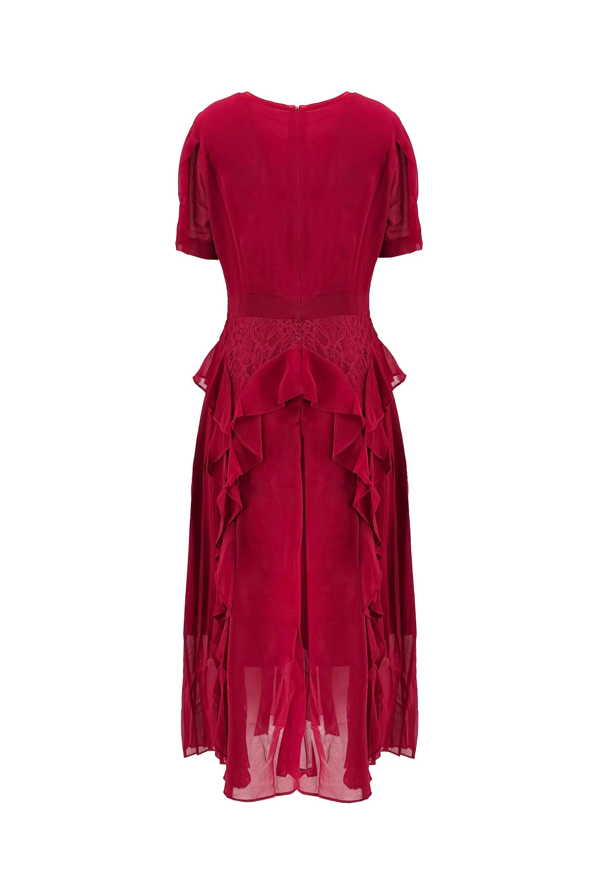 Ladies Summer Elegant Intellectual Round Neck Ruffle Dress ULA