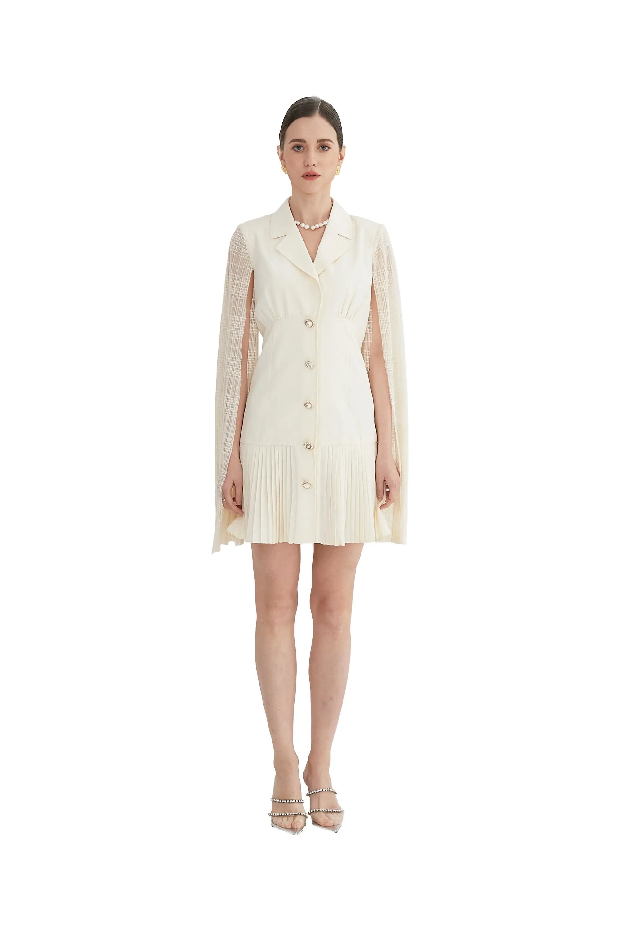 Chic Ivory Cape - Sleeve Dress ULA