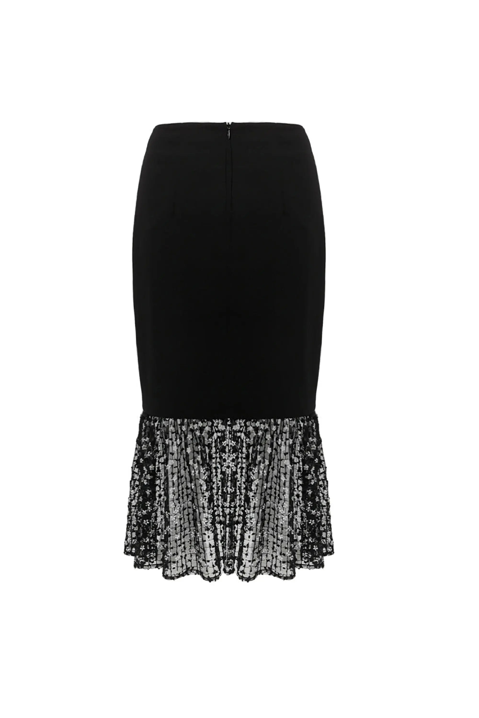 High and Black Lace Sequin Mesh Skirt for Women's Spring/Summer Hollow Buttocks Skirt Two-piece Set ULA