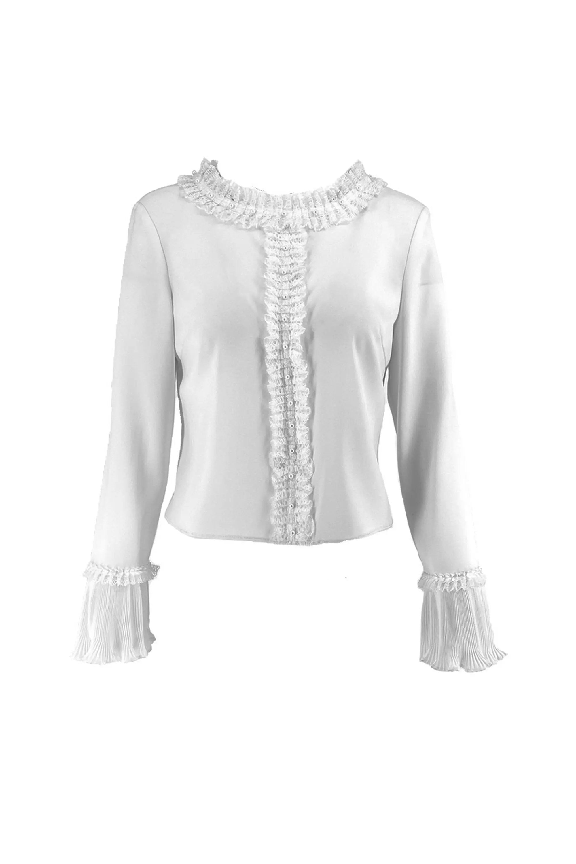 Charming Cream Blouse with Frilly Details ULA