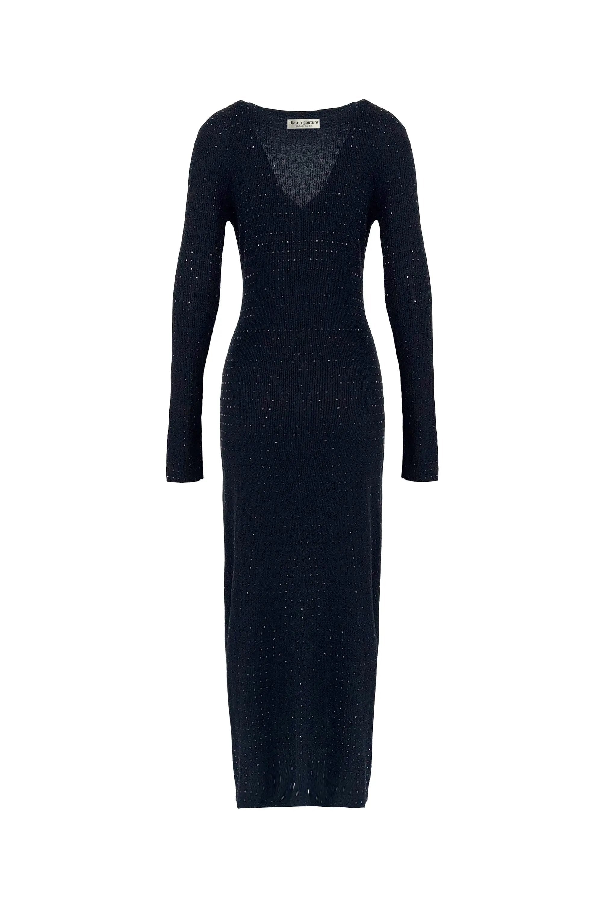 Elegant Black Sparkle Knit Dress ULA