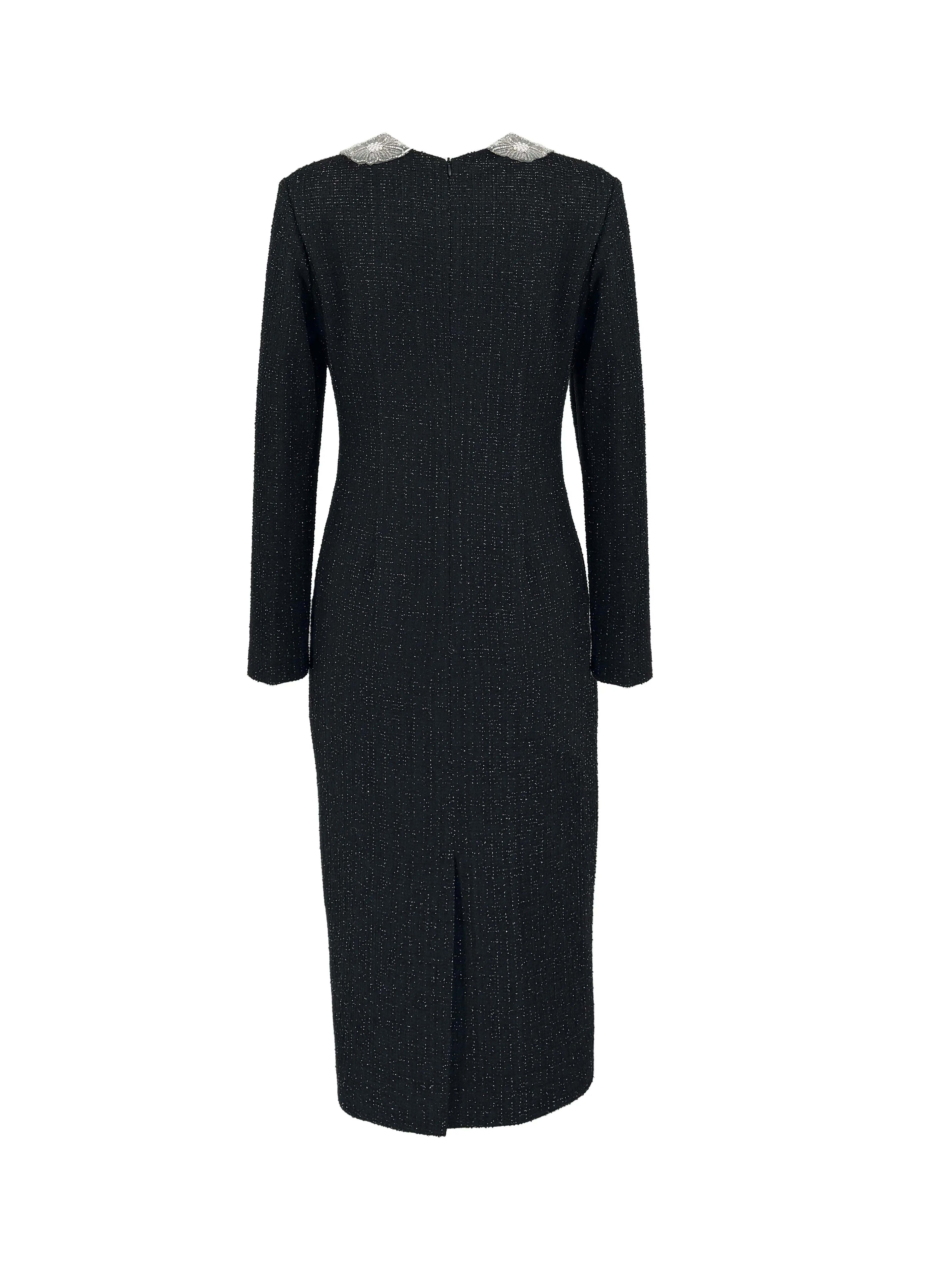 Sequined Long Dress with Collared Detail ULA