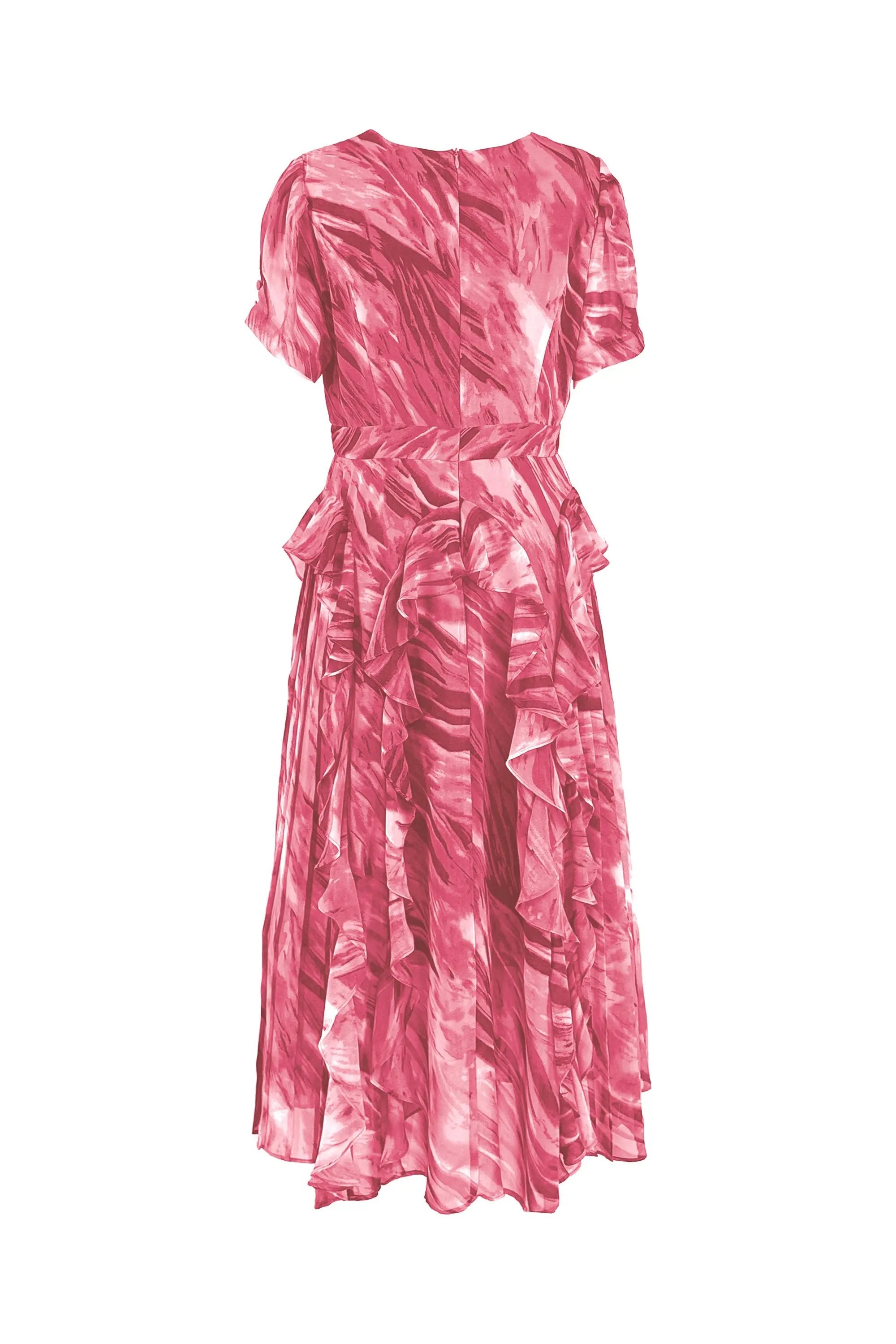 Ladies Summer Elegant V-Neck Ruffle Dress ULA