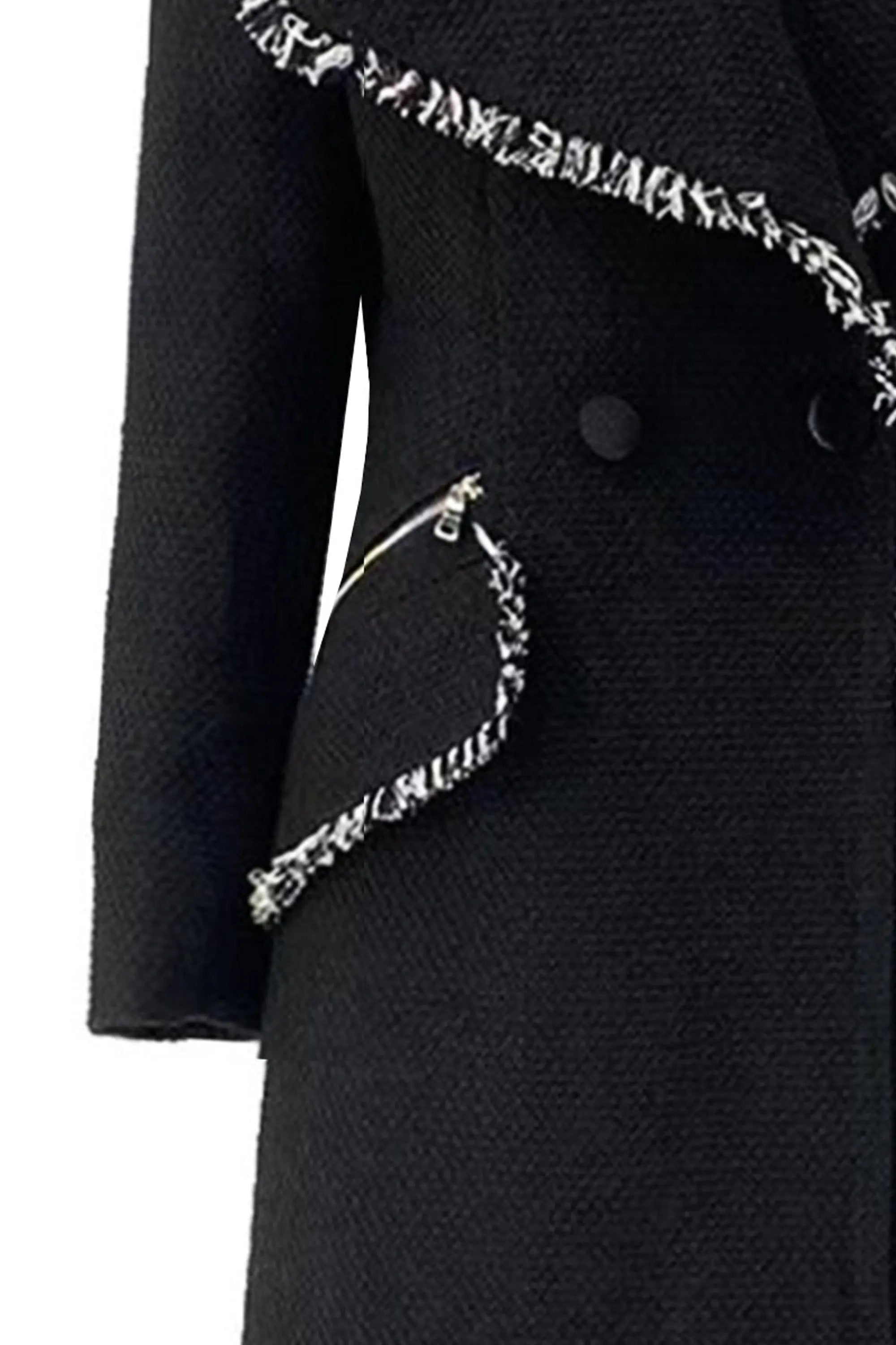 Chic Ivory and Navy Blue Collared Coat with Pockets ULA