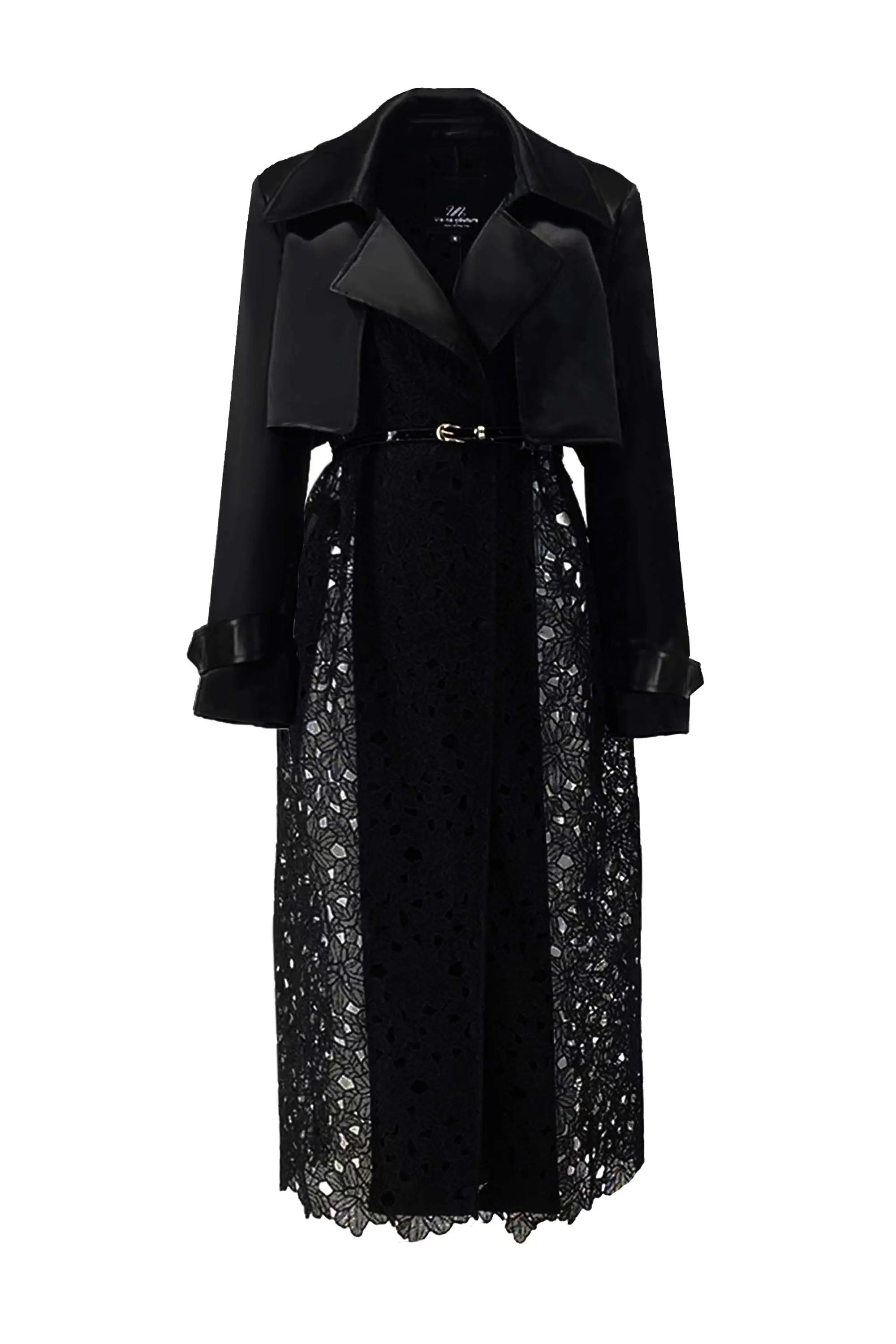 Retro Hepburn style, sophisticated temperament, long black trench coat, women's new 2024 ULA
