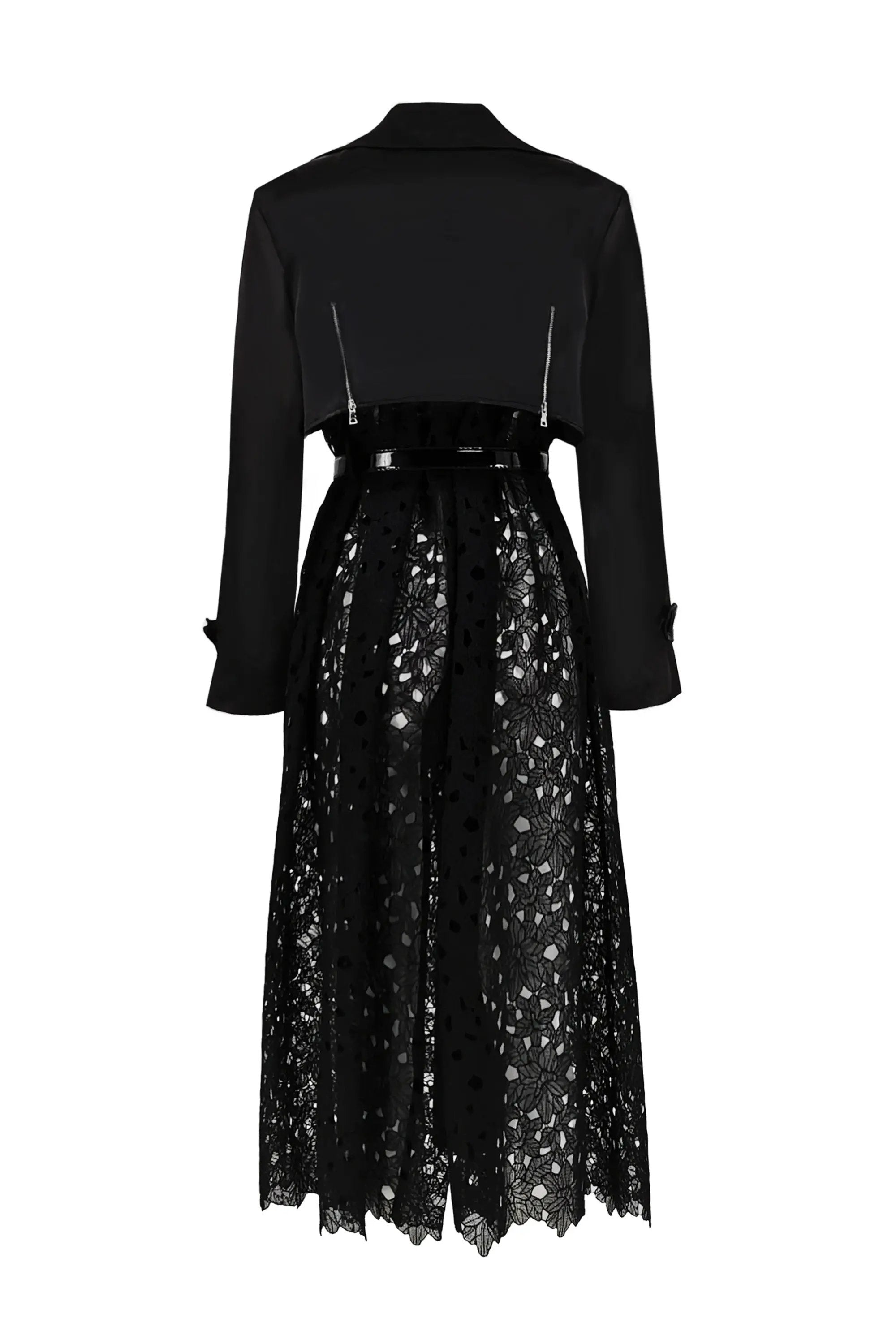 Retro Hepburn style, sophisticated temperament, long black trench coat, women's new 2024 ULA